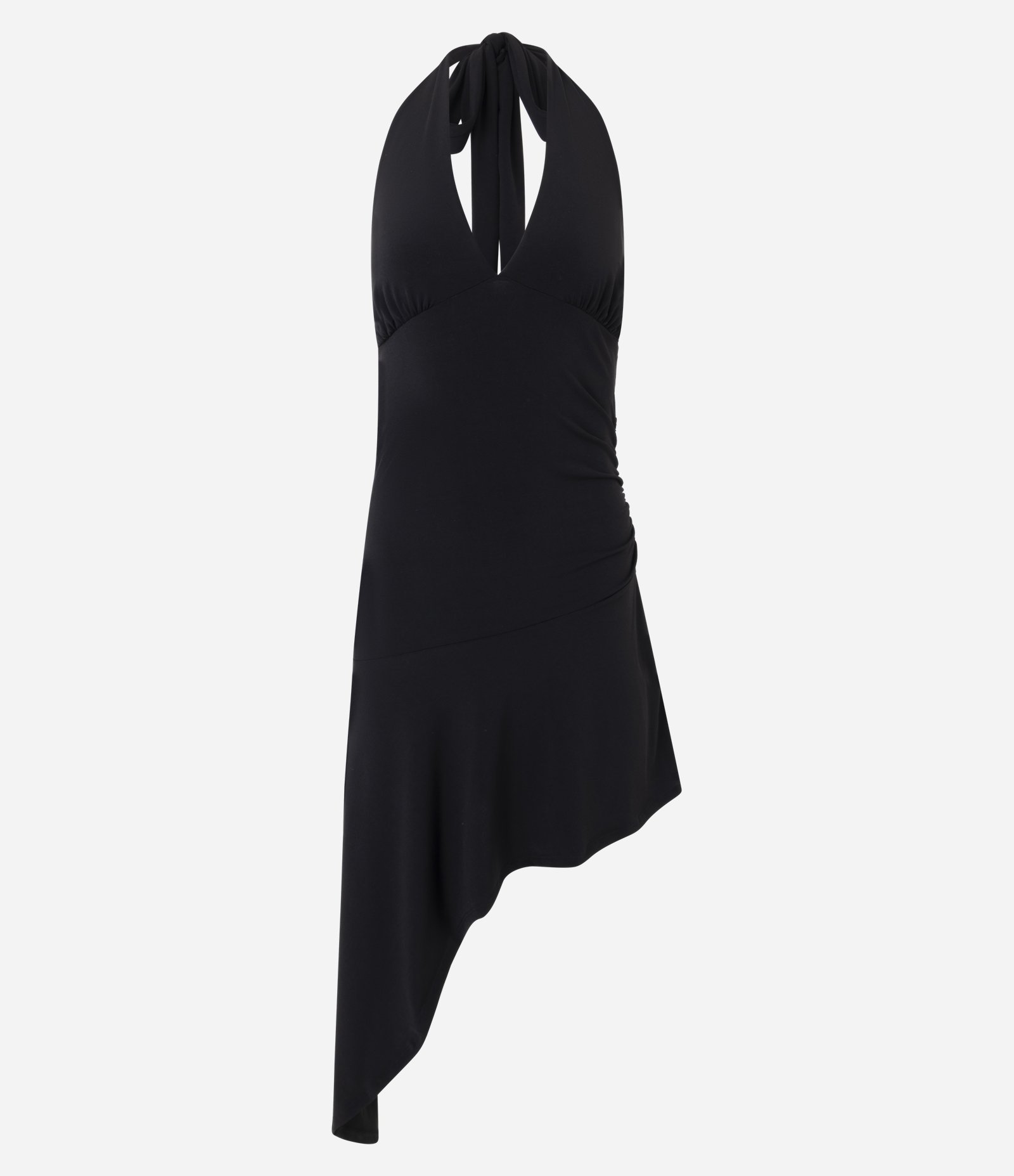 Vestido Frente Única com Decote V e Barra Assimétrica Preto 5