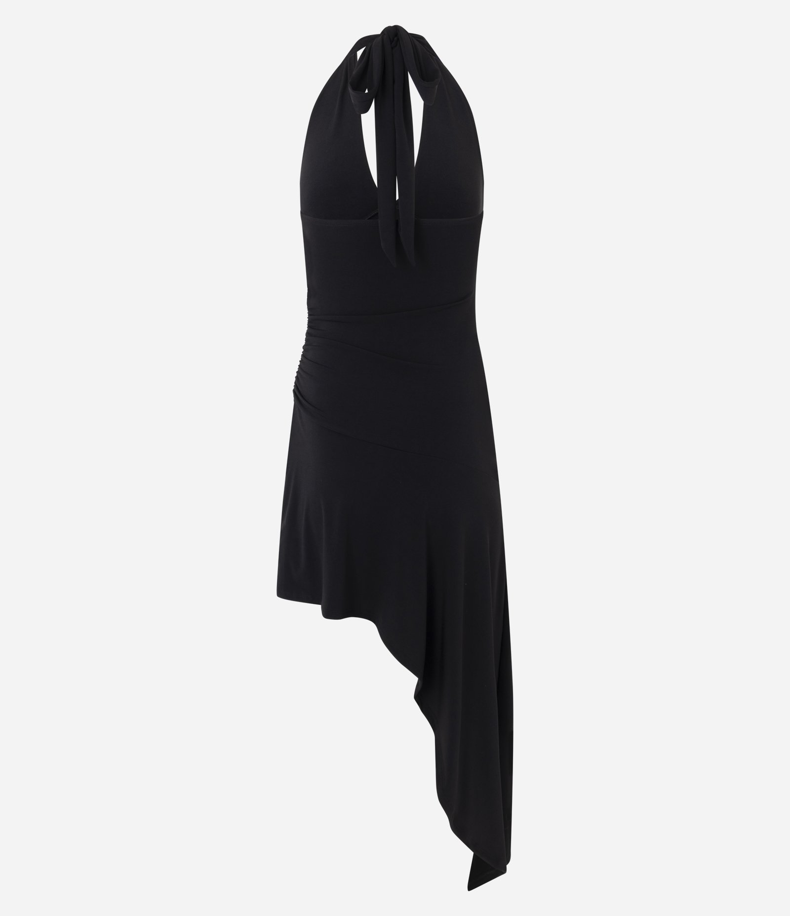 Vestido Frente Única com Decote V e Barra Assimétrica Preto 6