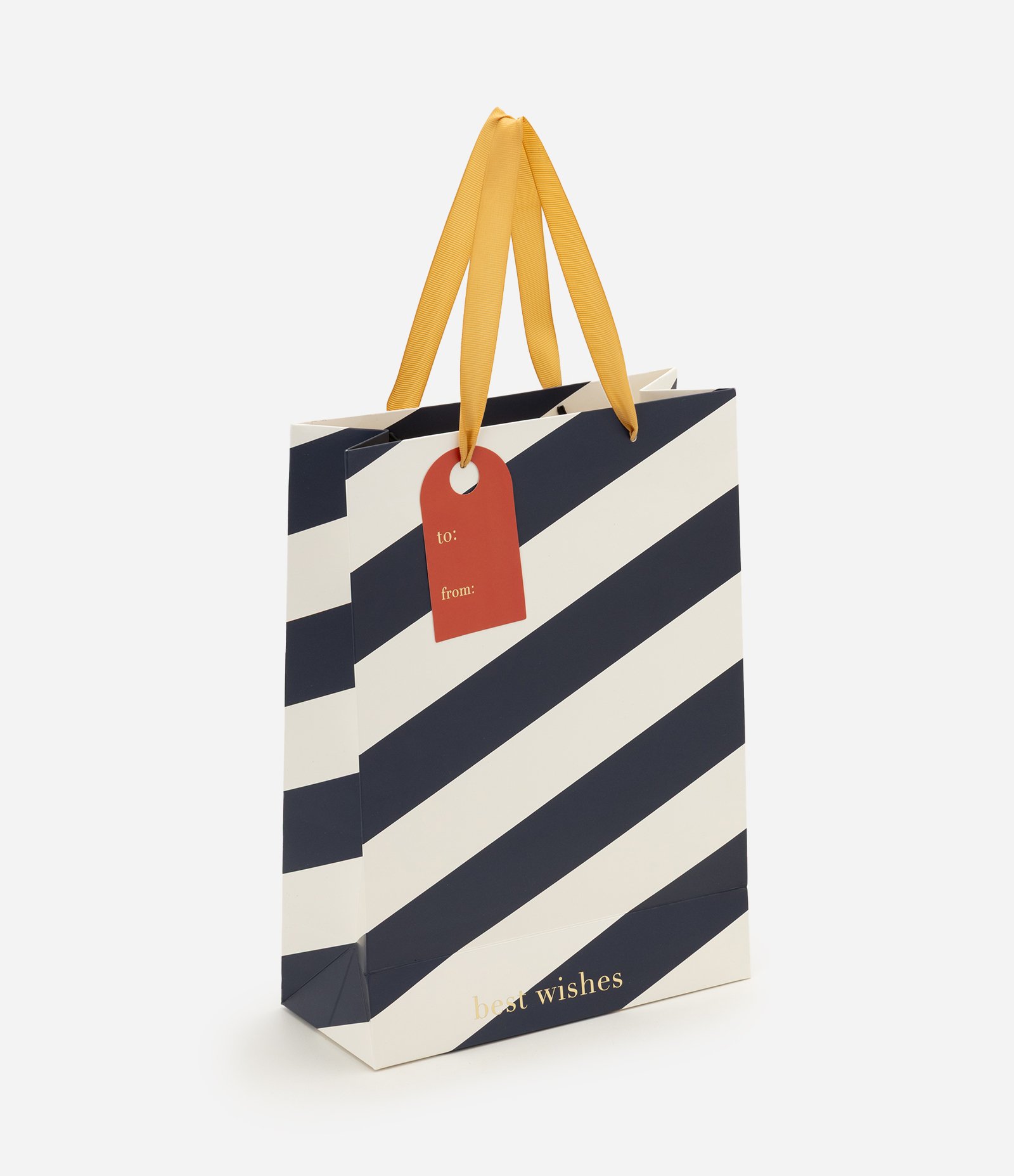 Embalagem para Presente Pequena em Papel com Listras e Lettering Azul 1