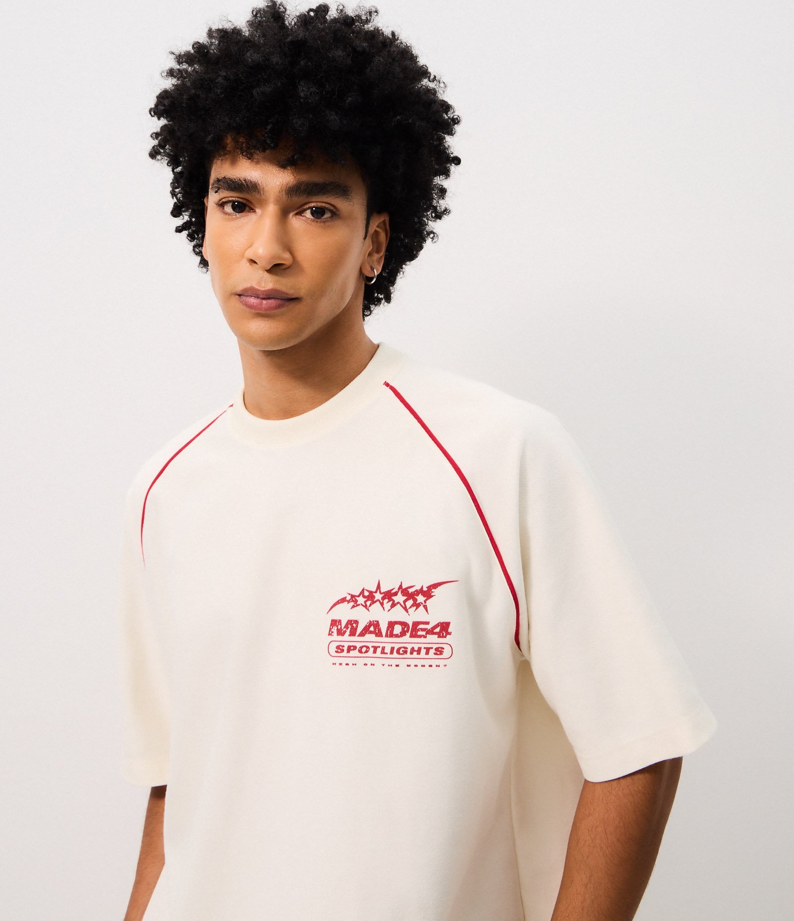 Camiseta Oversized em Algodão com Lettering Made Spotlights Branco 3
