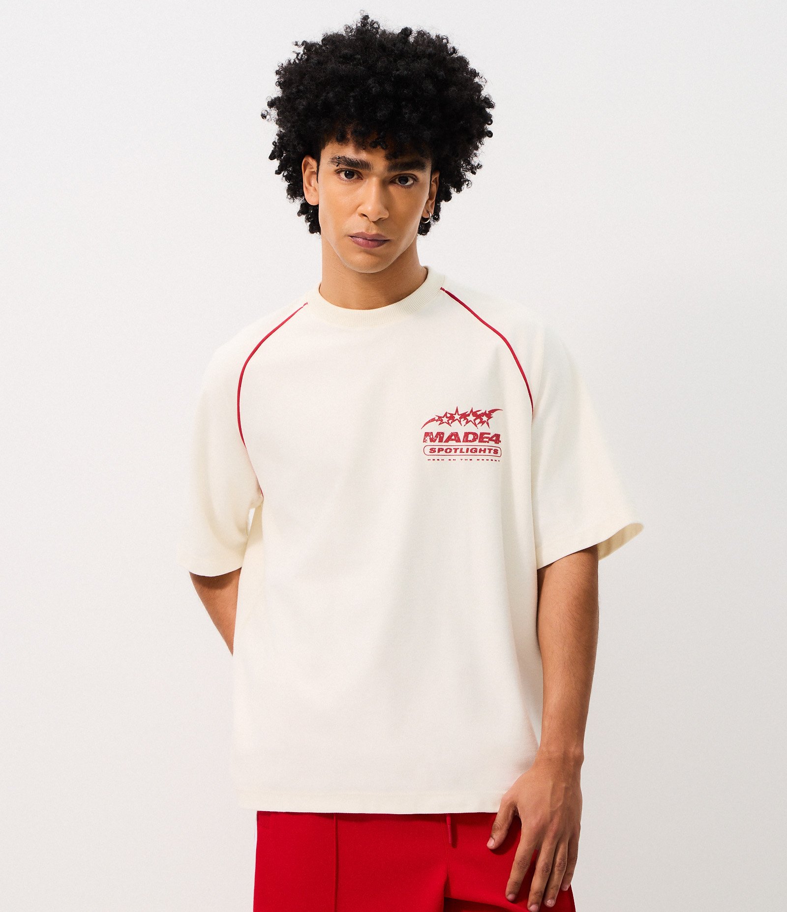 Camiseta Oversized em Algodão com Lettering Made Spotlights Branco 4
