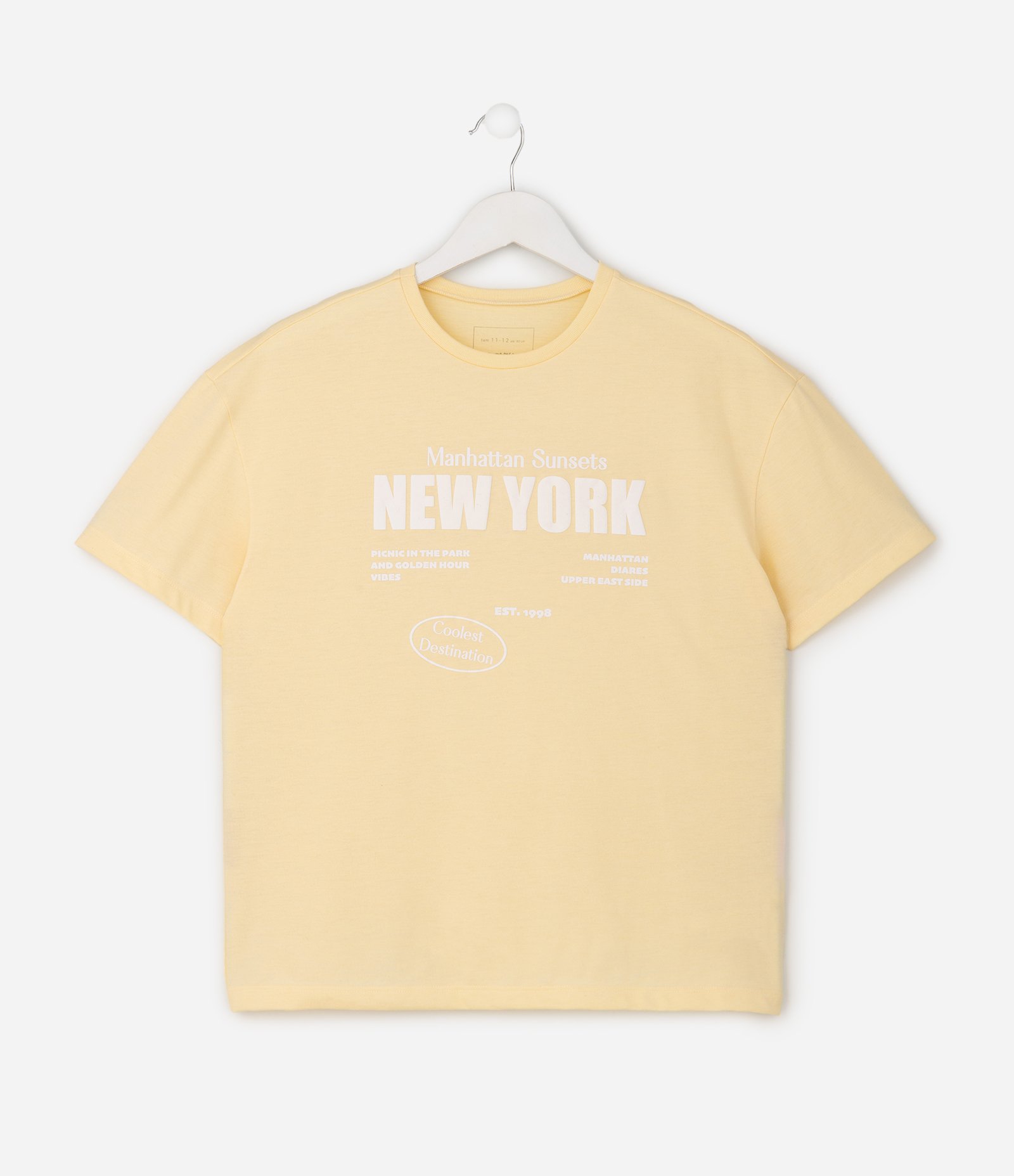 Camiseta Over Infantil com Lettering New York - Tam 5 a 16 Anos Amarelo 1