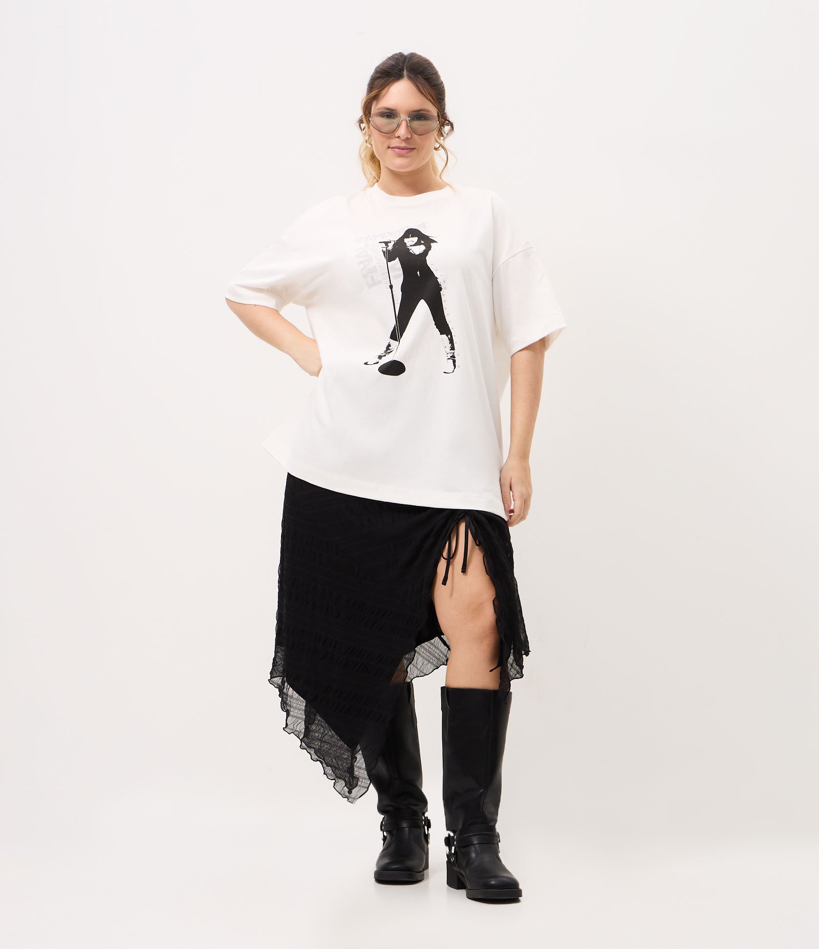 Camiseta em Algodão com Estampa Camp Rock Curve & Plus Size Branco 2