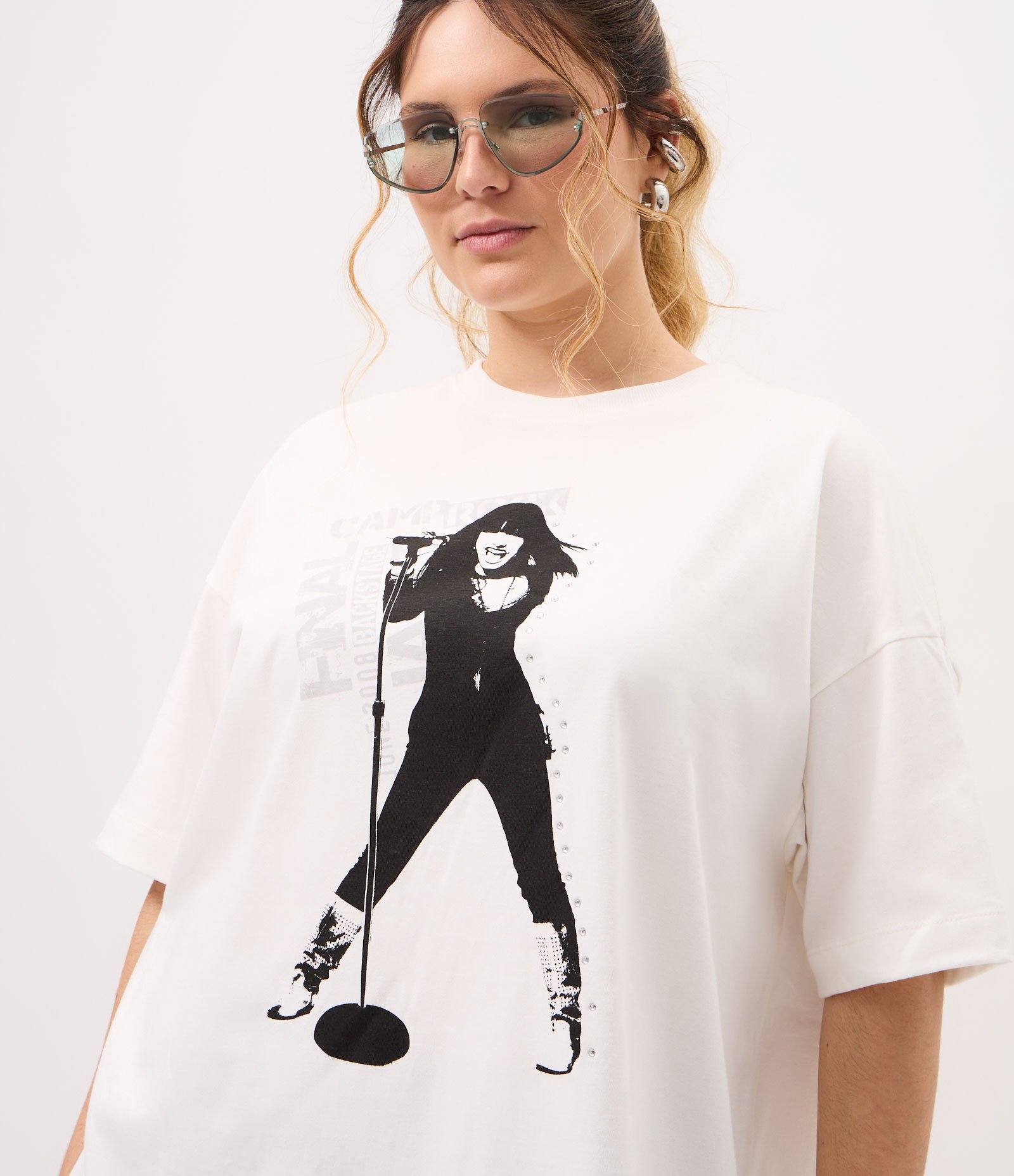 Camiseta em Algodão com Estampa Camp Rock Curve & Plus Size Branco 3