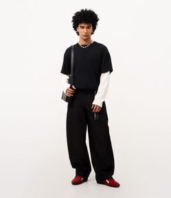 Calça Baggy Balloon Sarja com Chaveiro