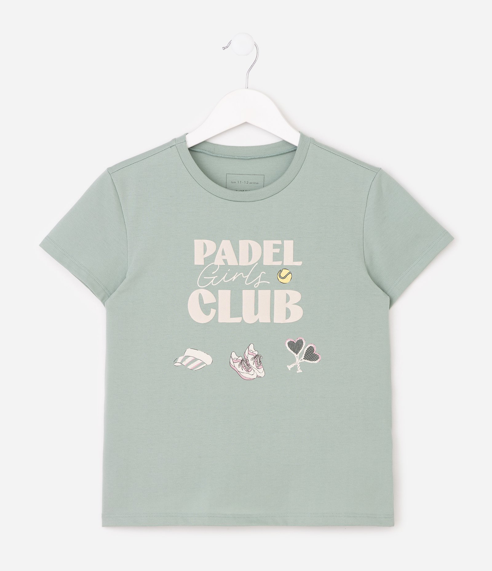 Camiseta Regular com Estampa Padel Girls Club - Tam 5 a 16 Anos Verde 1