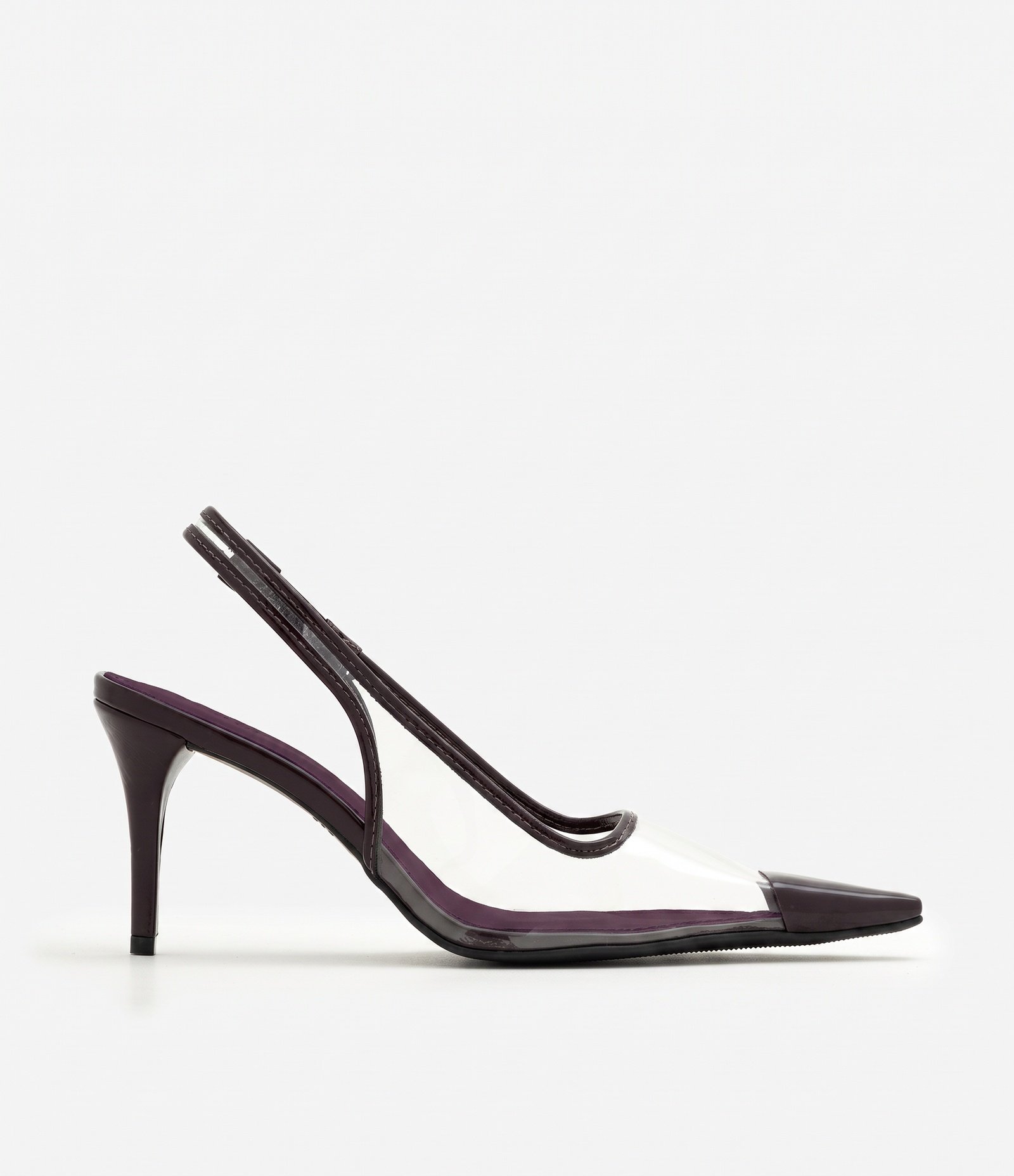 Sapato Slingback com Biqueira Contrastante Vinho 3