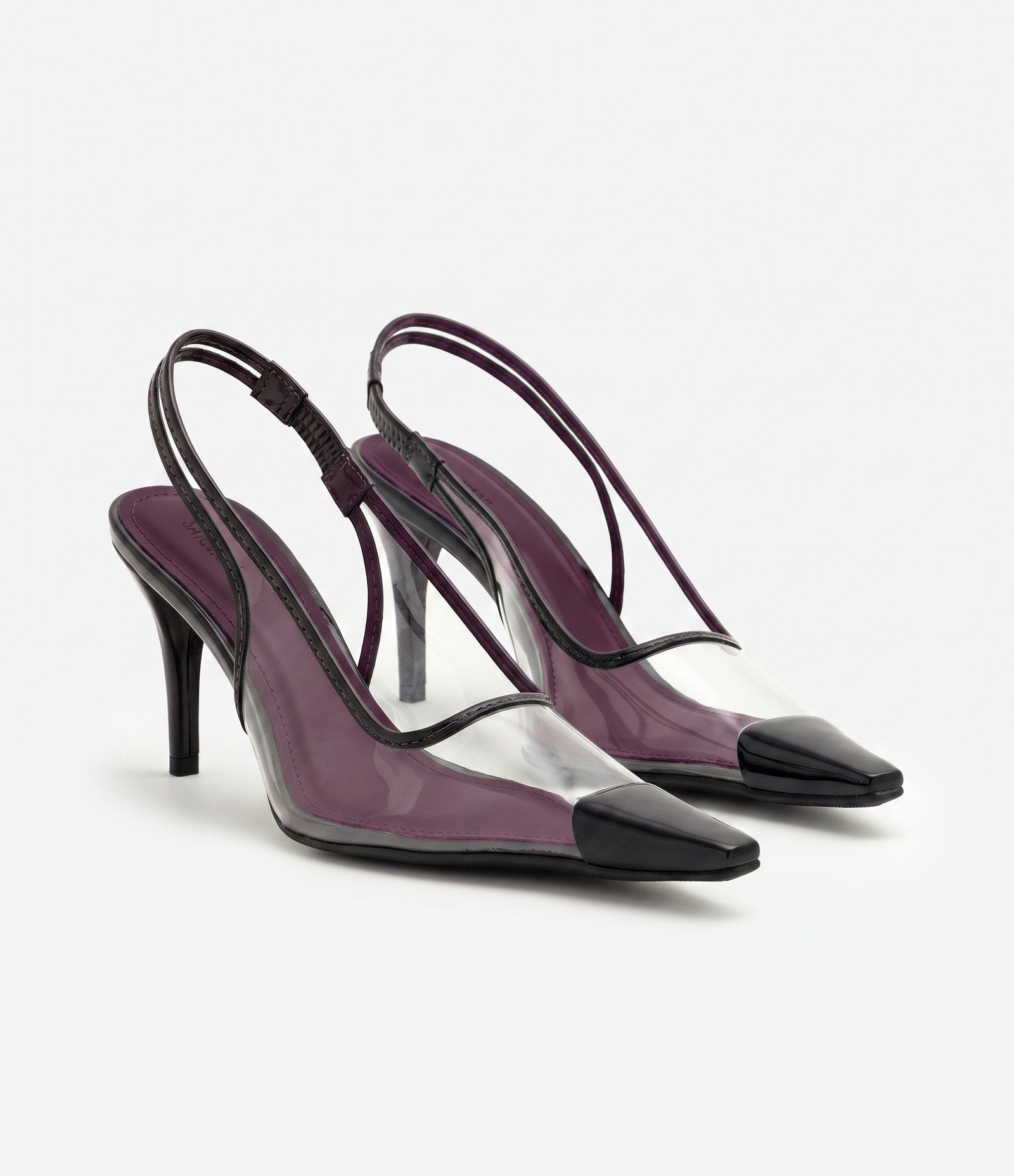 Sapato Slingback com Biqueira Contrastante Vinho 4