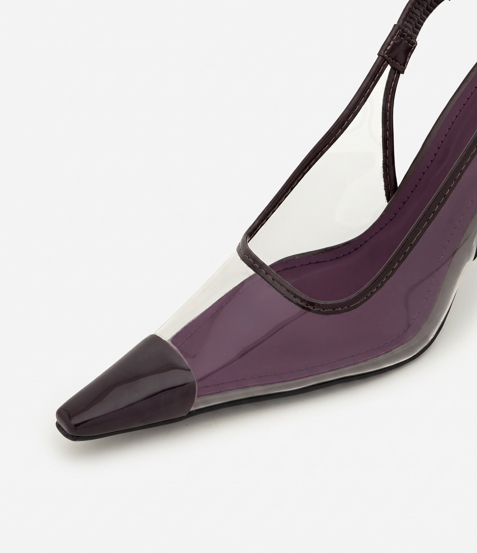 Sapato Slingback com Biqueira Contrastante Vinho 6