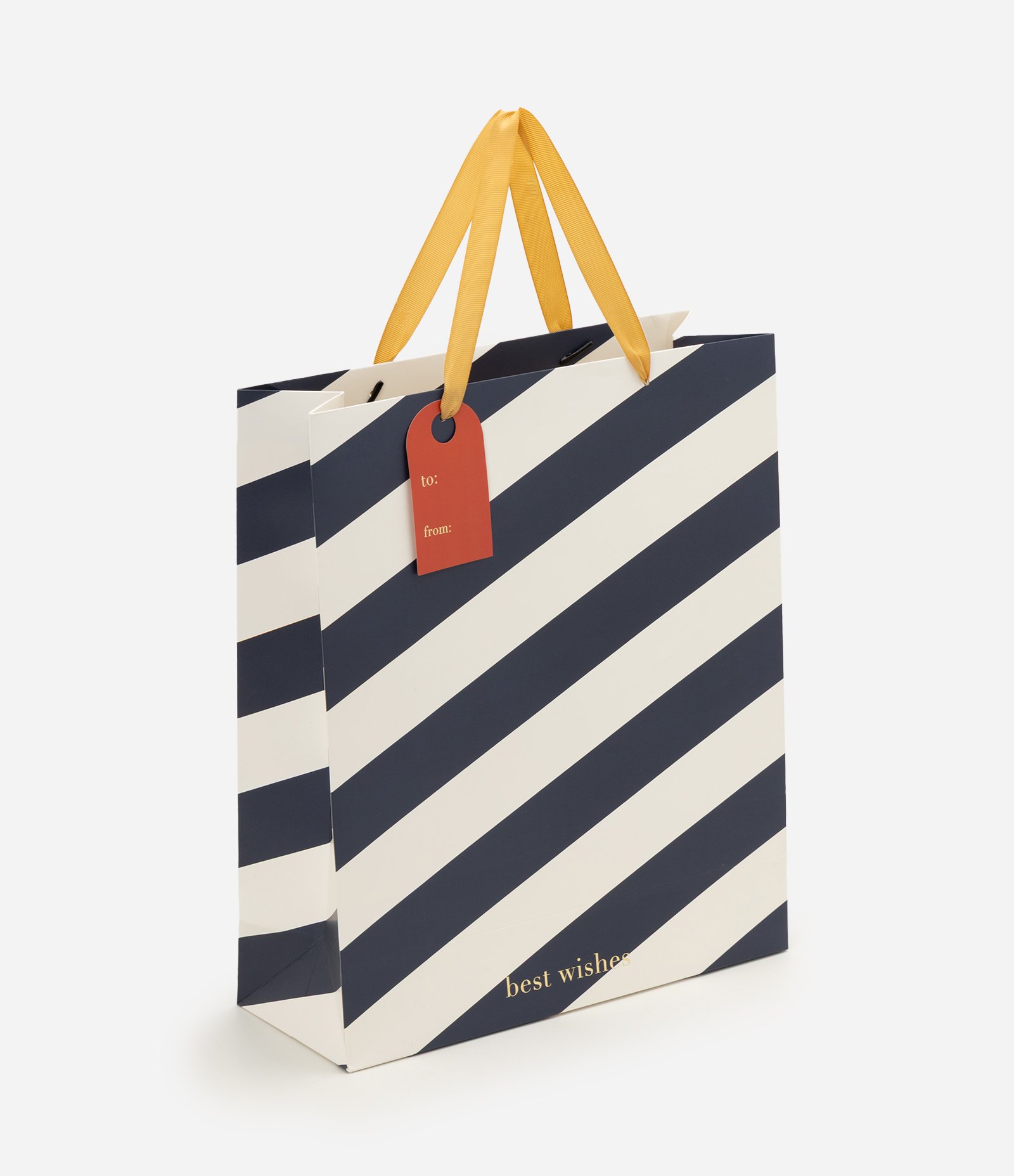 Embalagem para Presente Médio em Papel com Listras e Lettering Azul 1