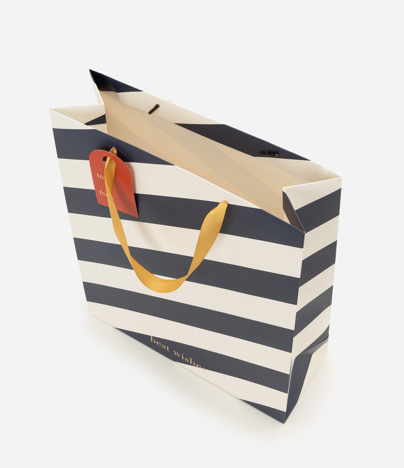 Embalagem para Presente Médio em Papel com Listras e Lettering Azul 3