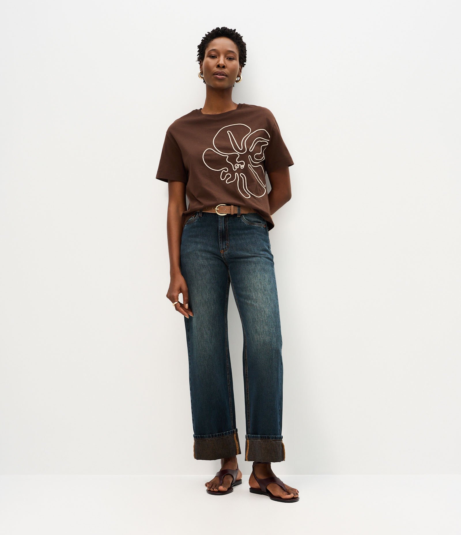 Blusa em Algodão com Bordado de Corda Frontal Marrom 2