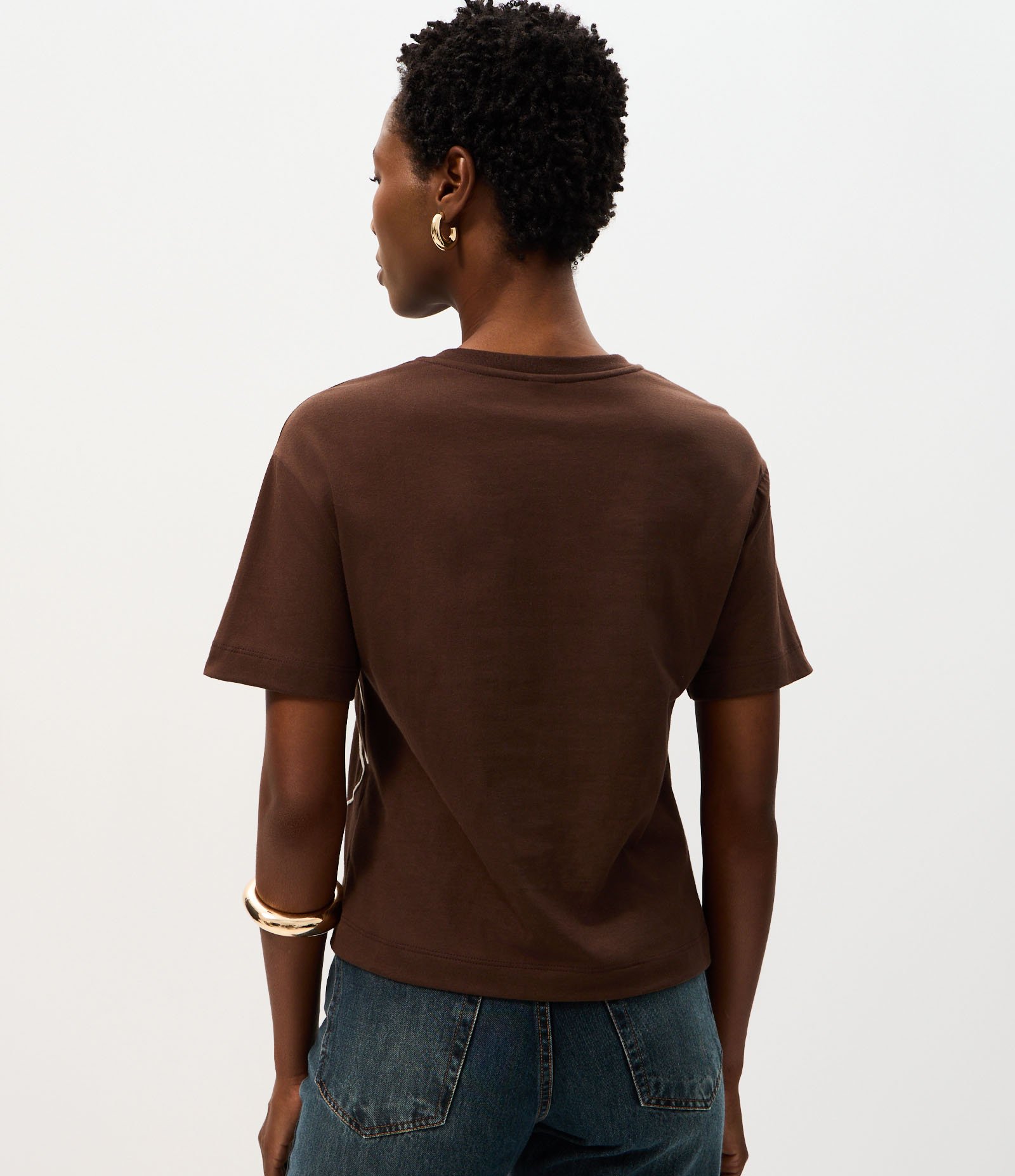 Blusa em Algodão com Bordado de Corda Frontal Marrom 4