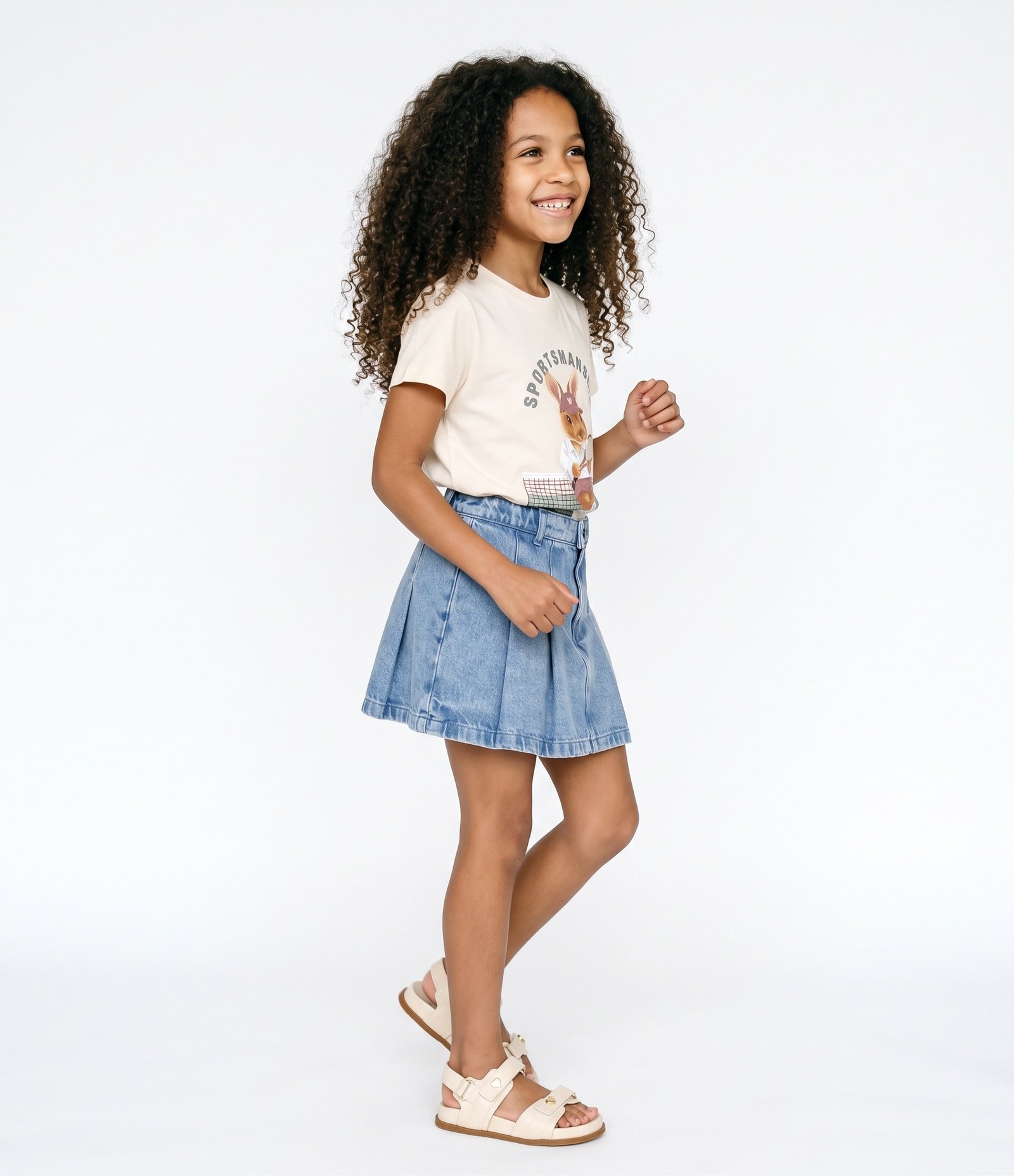 Camiseta Infantil em Algodão com Estampa Coelho Tenista - Tam 5 a 16 Anos Bege 2