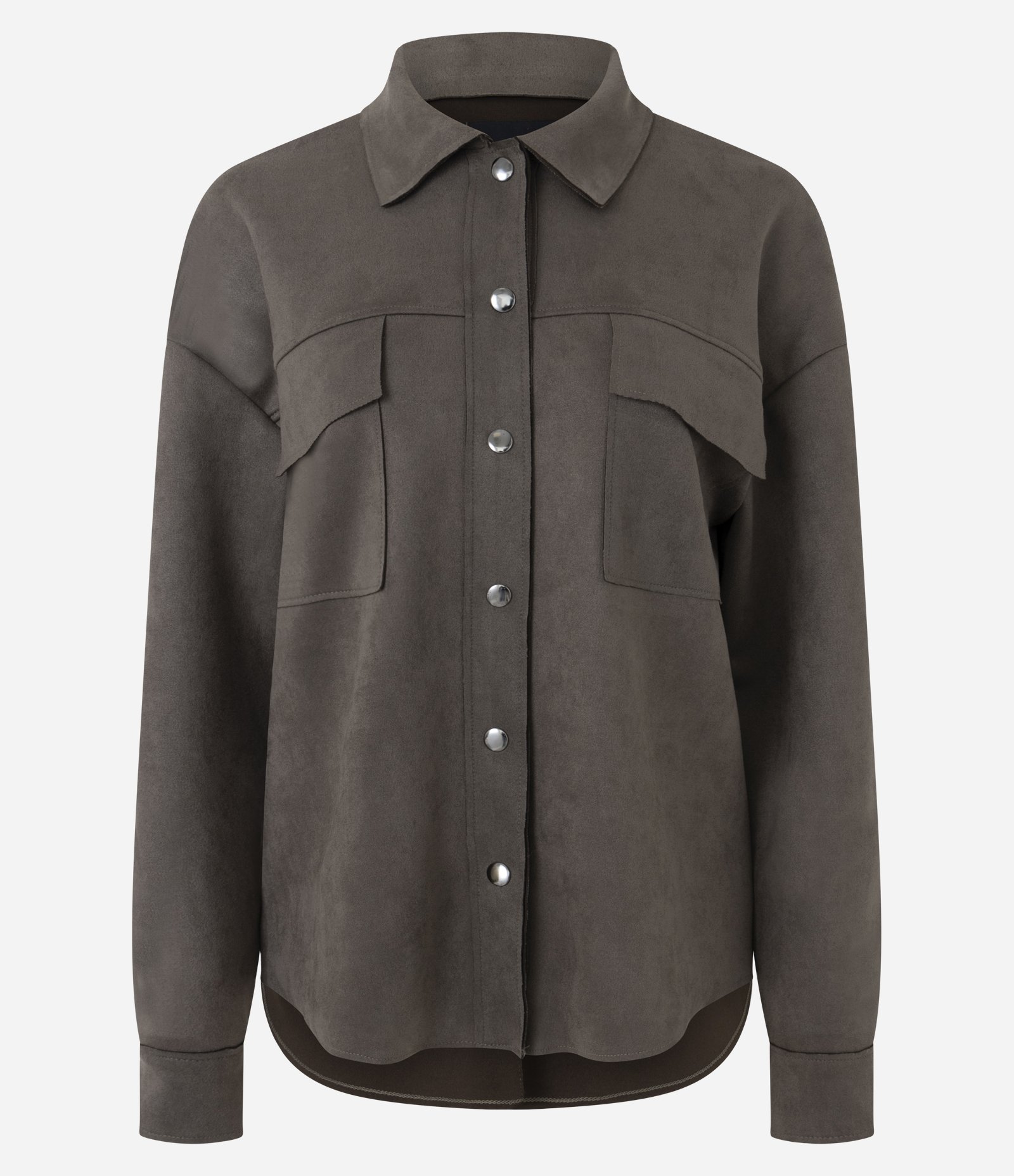 Camisa Oversized em Suede com Bolsos Utilitários Marrom 5