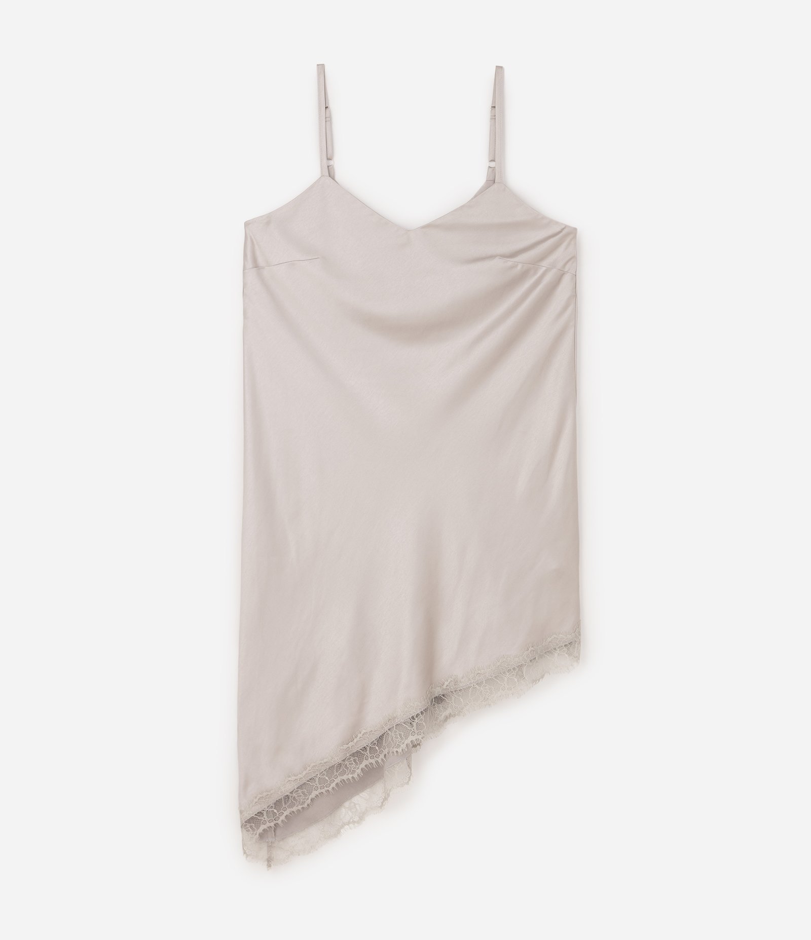 Vestido Midi em Cetim Assimétrico com Renda Curve & Plus Size Cinza 2