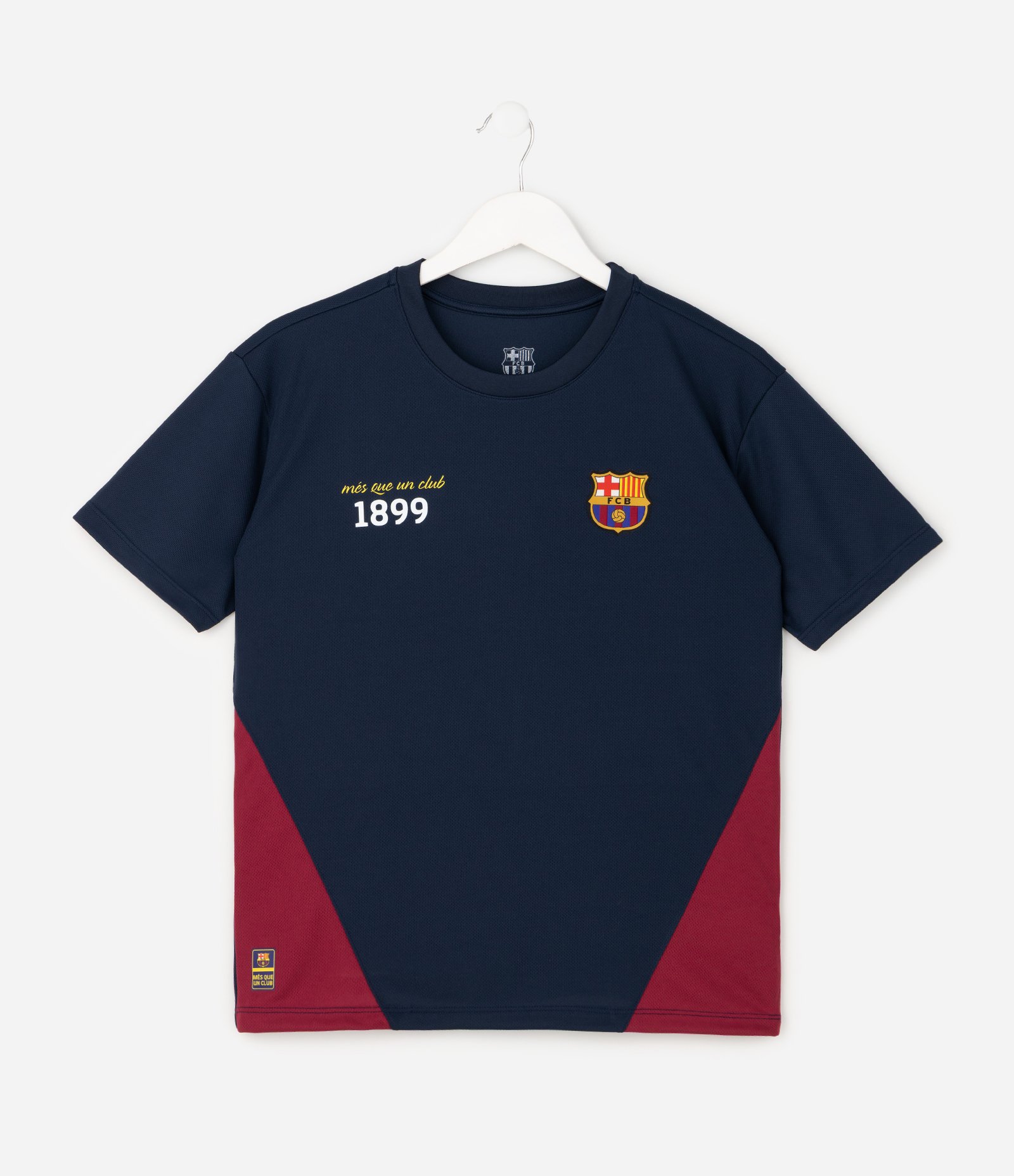 Camiseta Comfort Infantil Esportiva com Estampa Barcelona - Tam 5 a 14 Anos Azul Marinho/Vermelho 2