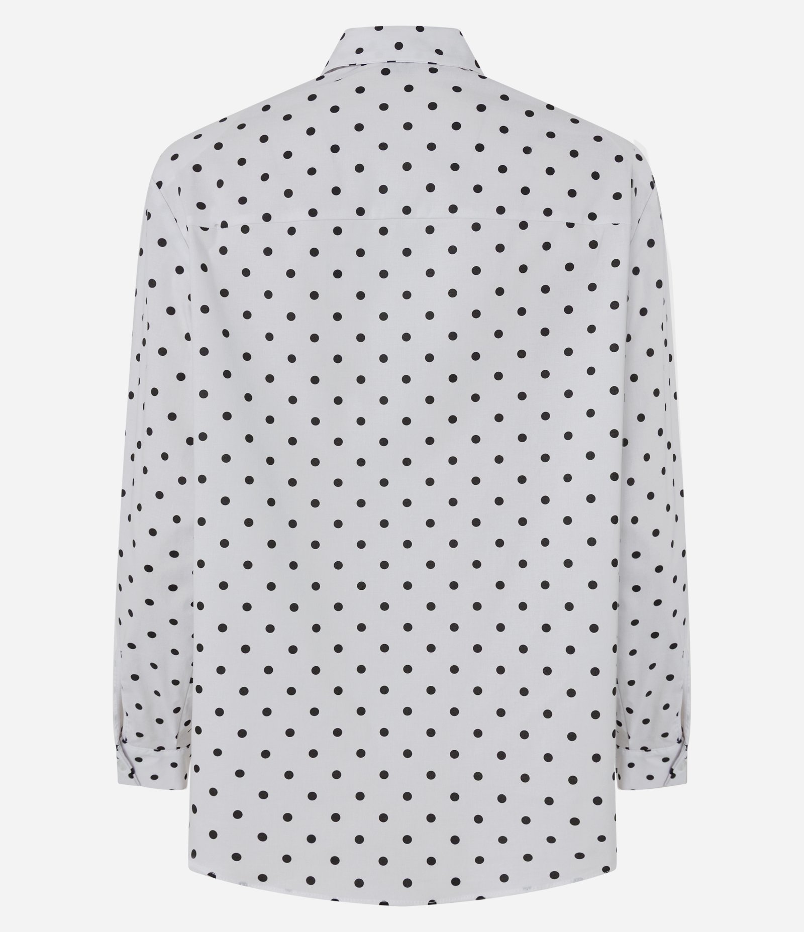 Camisa em Tricoline com Estampa Poa e Ombreiras Branco 7