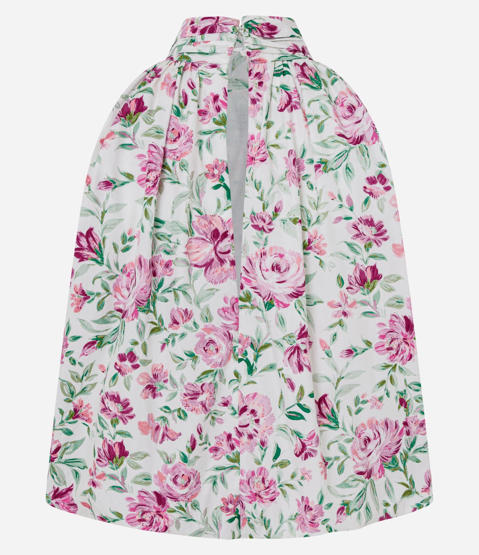 Blusa Halter Floral em Tricoline com Volume Balonê Off White 3