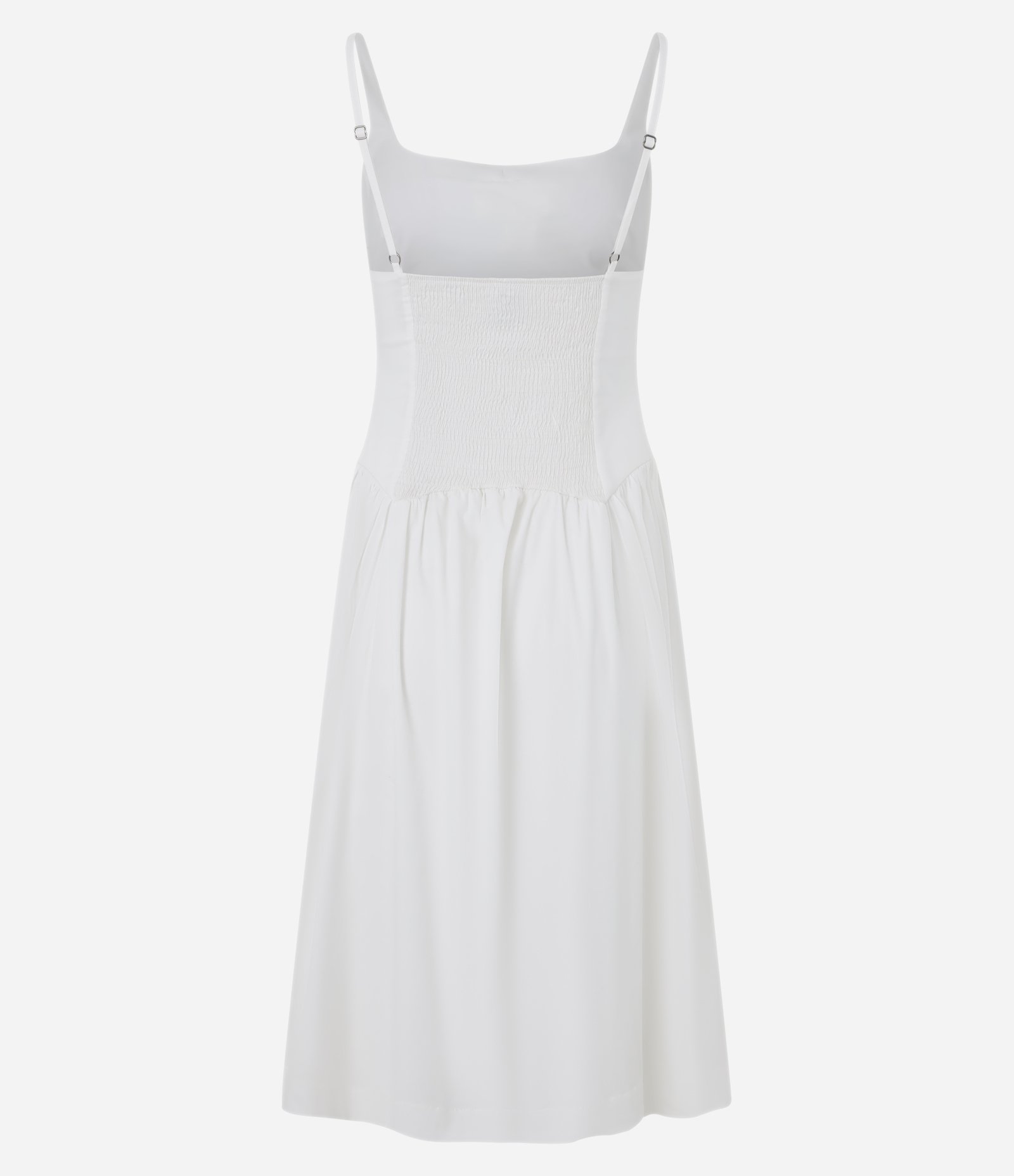 Vestido Midi de Alcinha em Tricoline com Anquinhas e Laço Gravata Frontal Branco 6