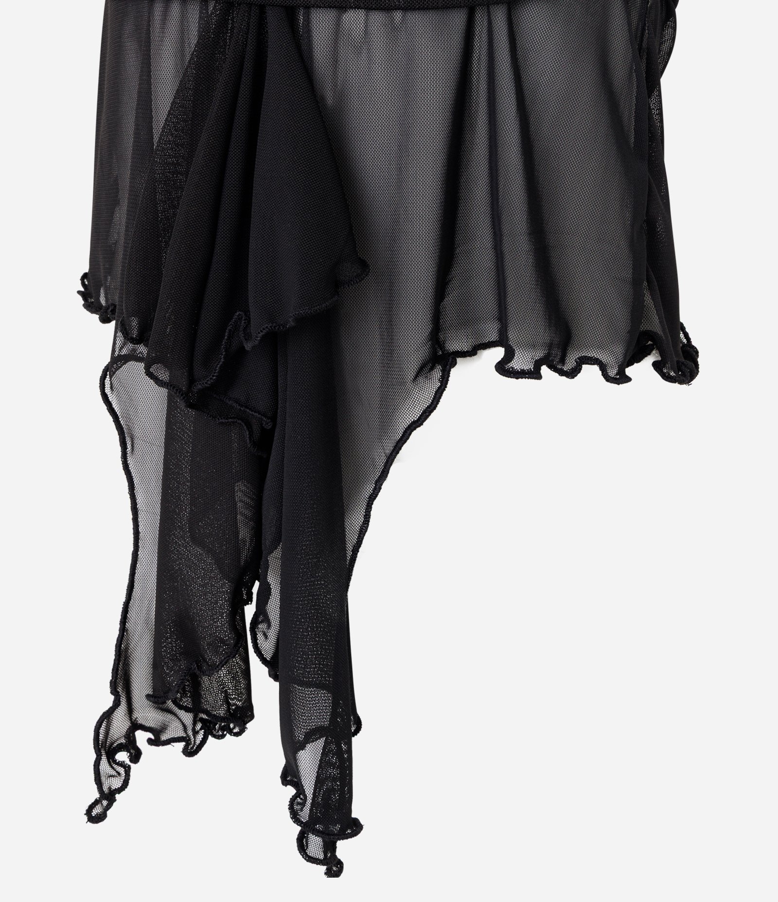 Blusa Top em Tule Transparente com Gola Halter e Ponta Assimétrica Preto 7