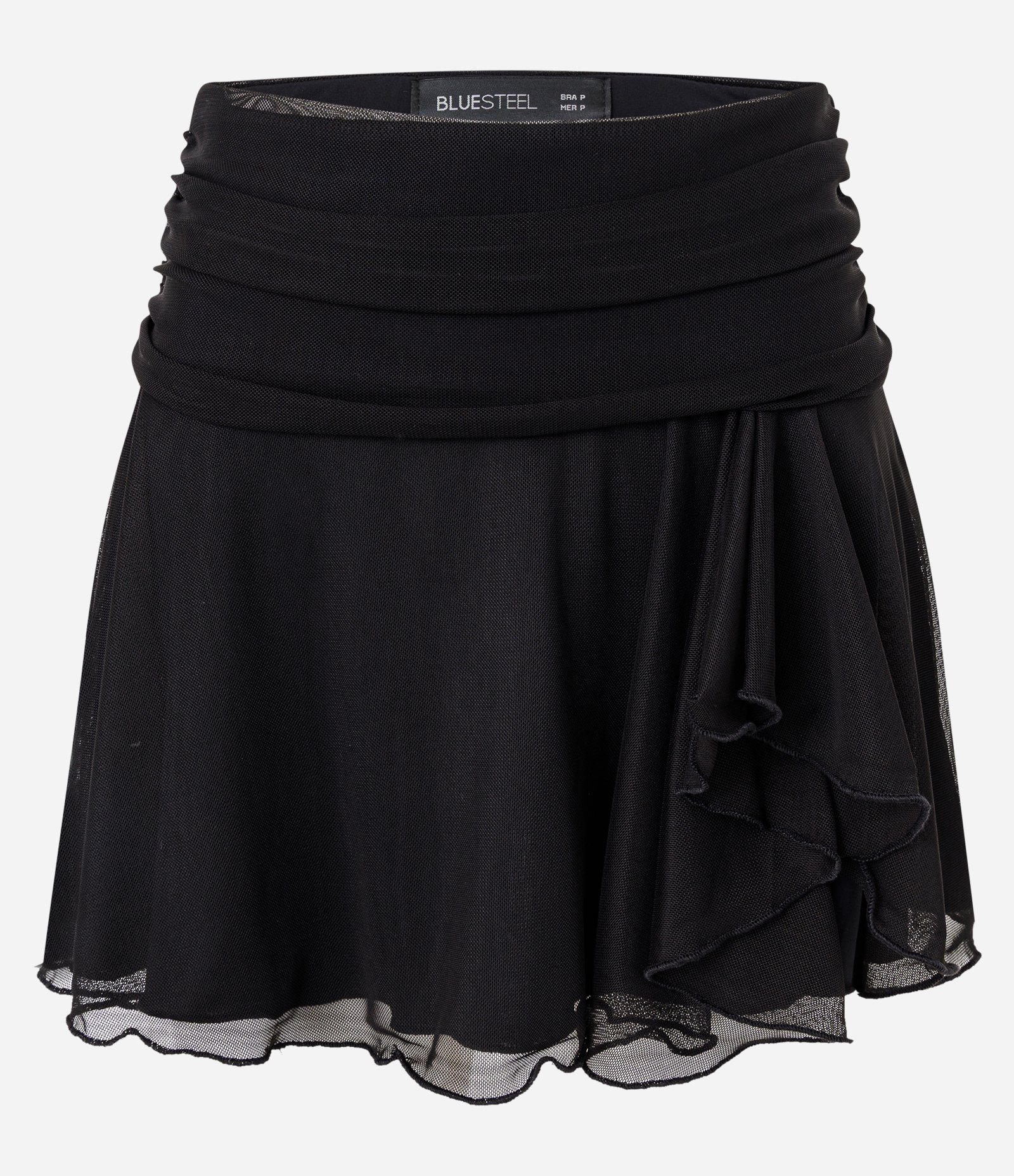 Minissaia em Tule com Cós Franzido Preto 5