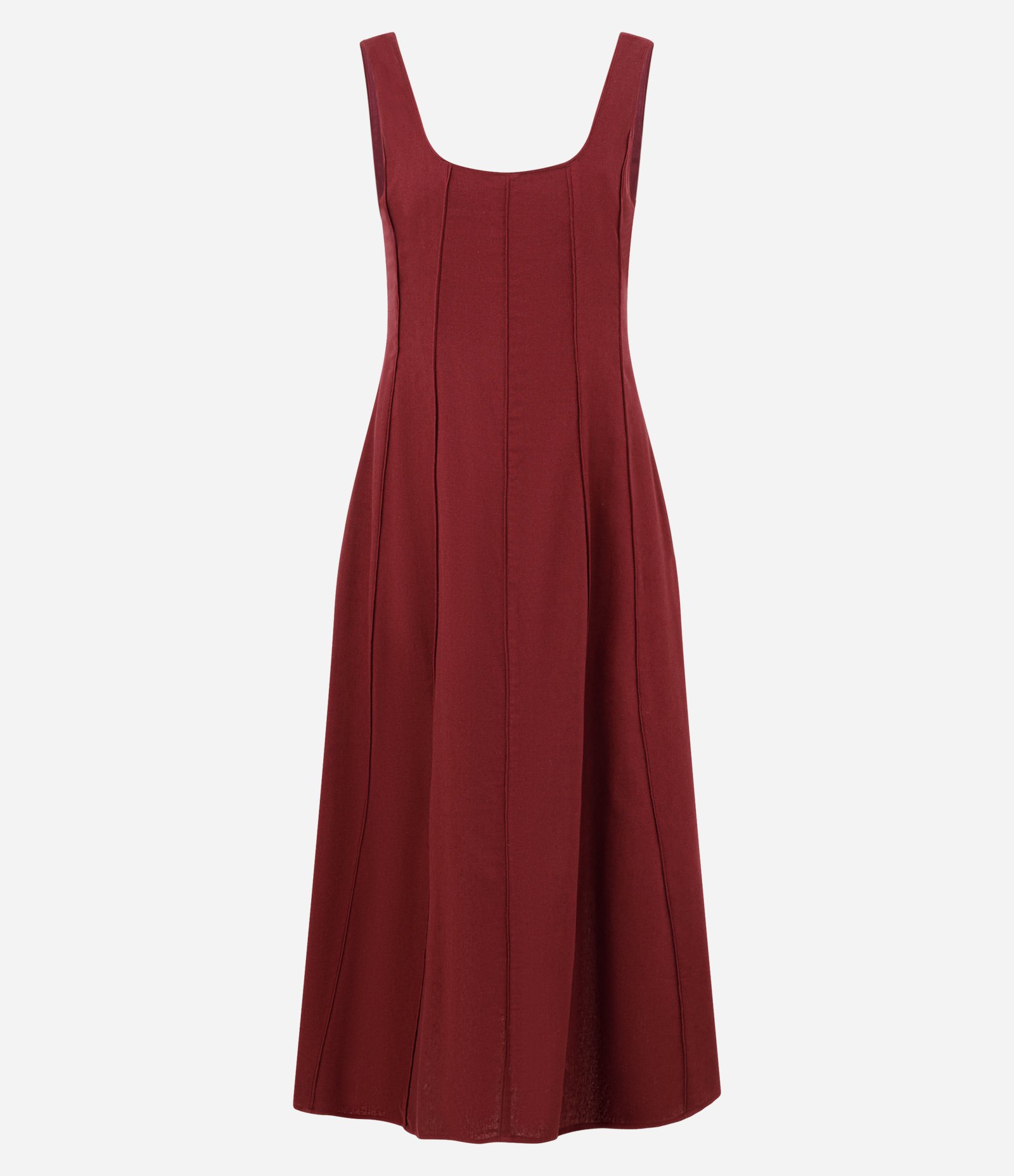 Vestido Midi em Viscolinho com Decote Quadrado Marrom 1