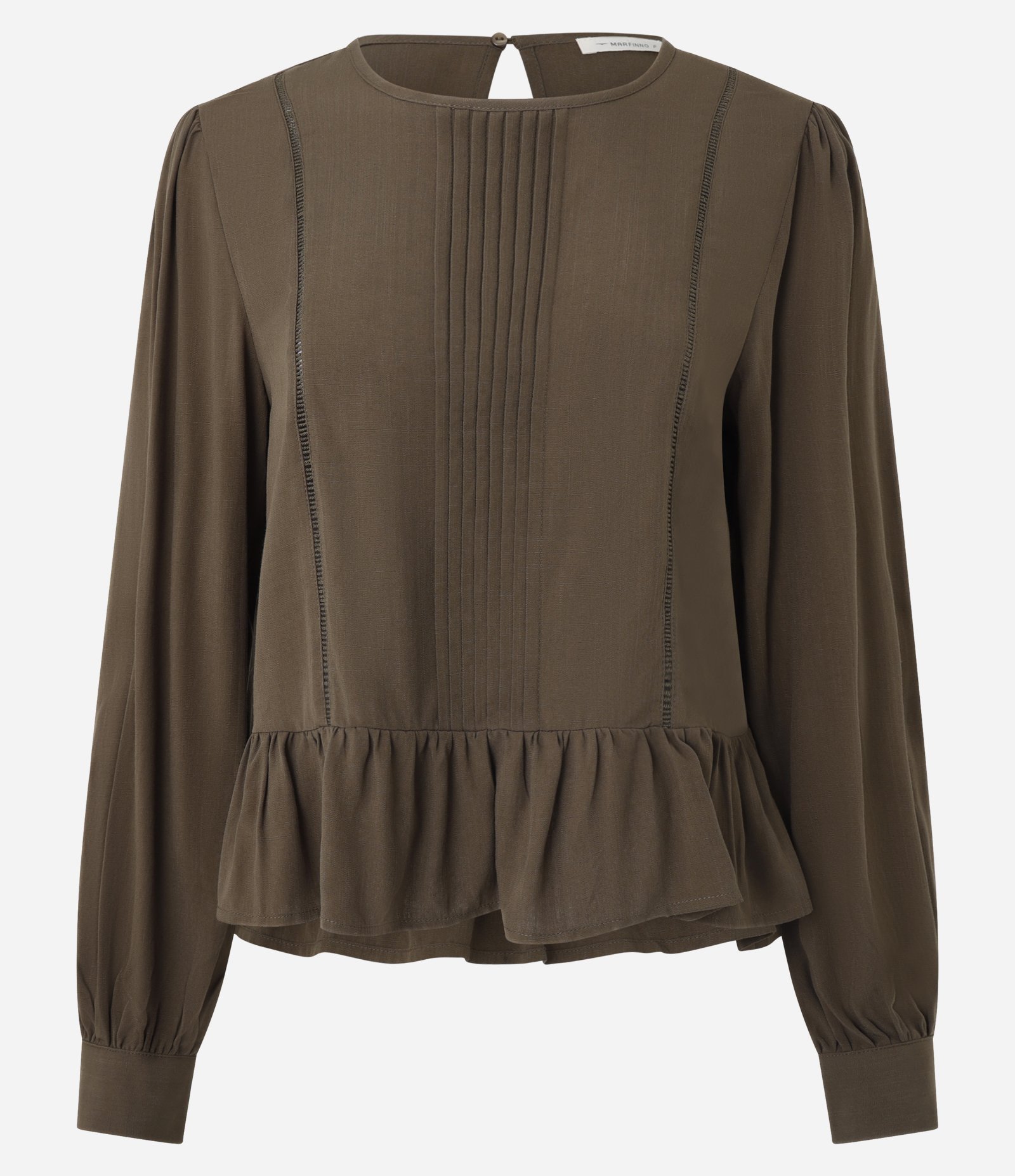 Blusa Bata em Viscose com Detalhamento de Entremeios Verde Oliva 5