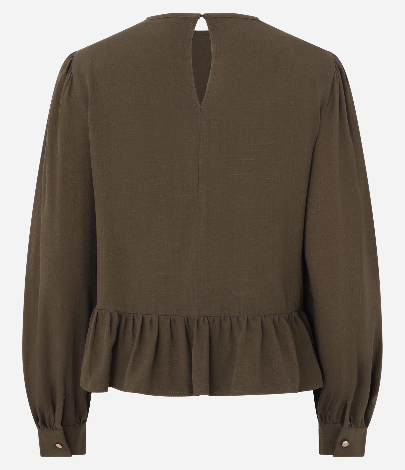 Blusa Bata em Viscose com Detalhamento de Entremeios Verde Oliva 7