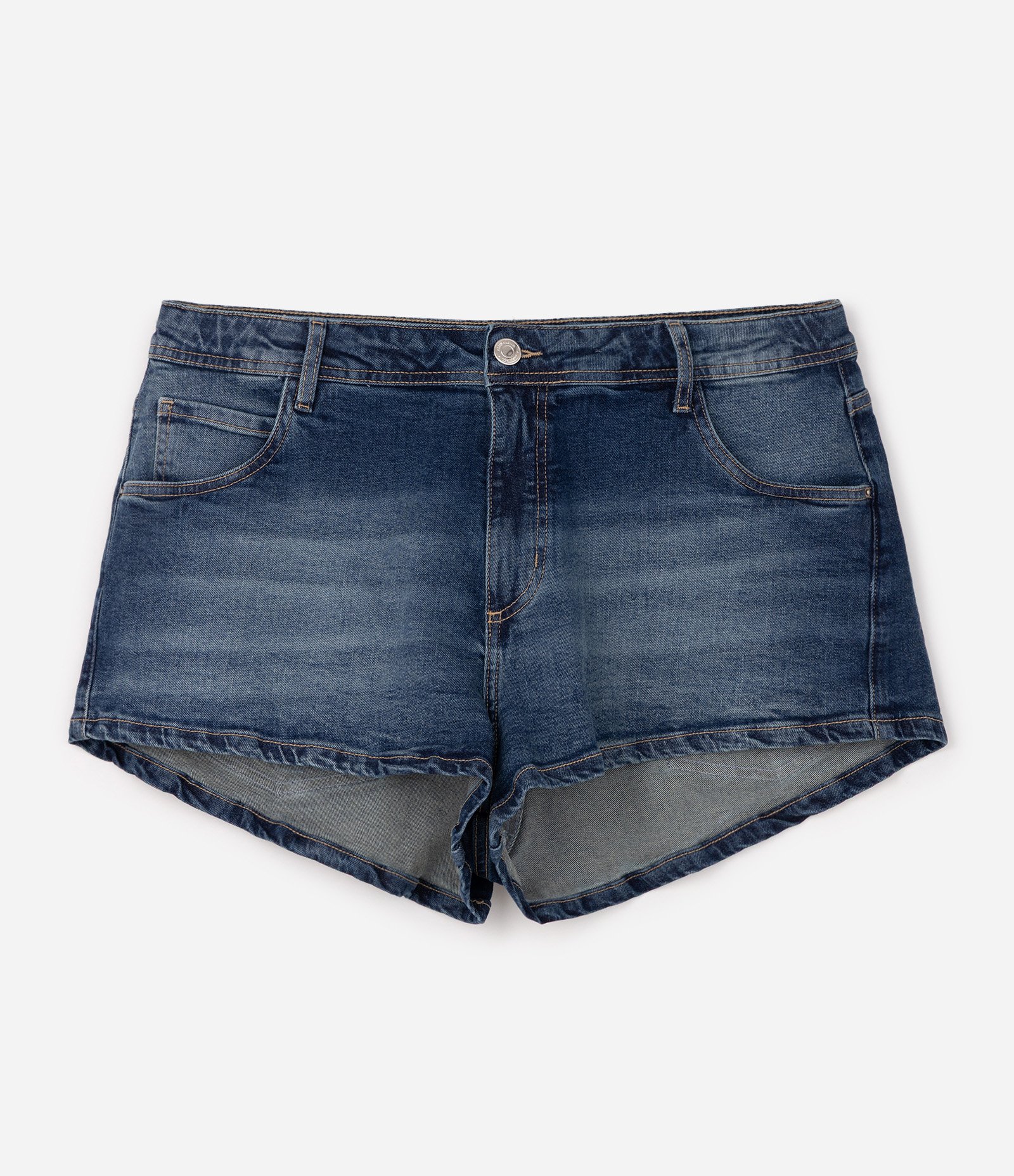 Micro Short Jeans com Elastano Curve & Plus Size Azul Escuro 6