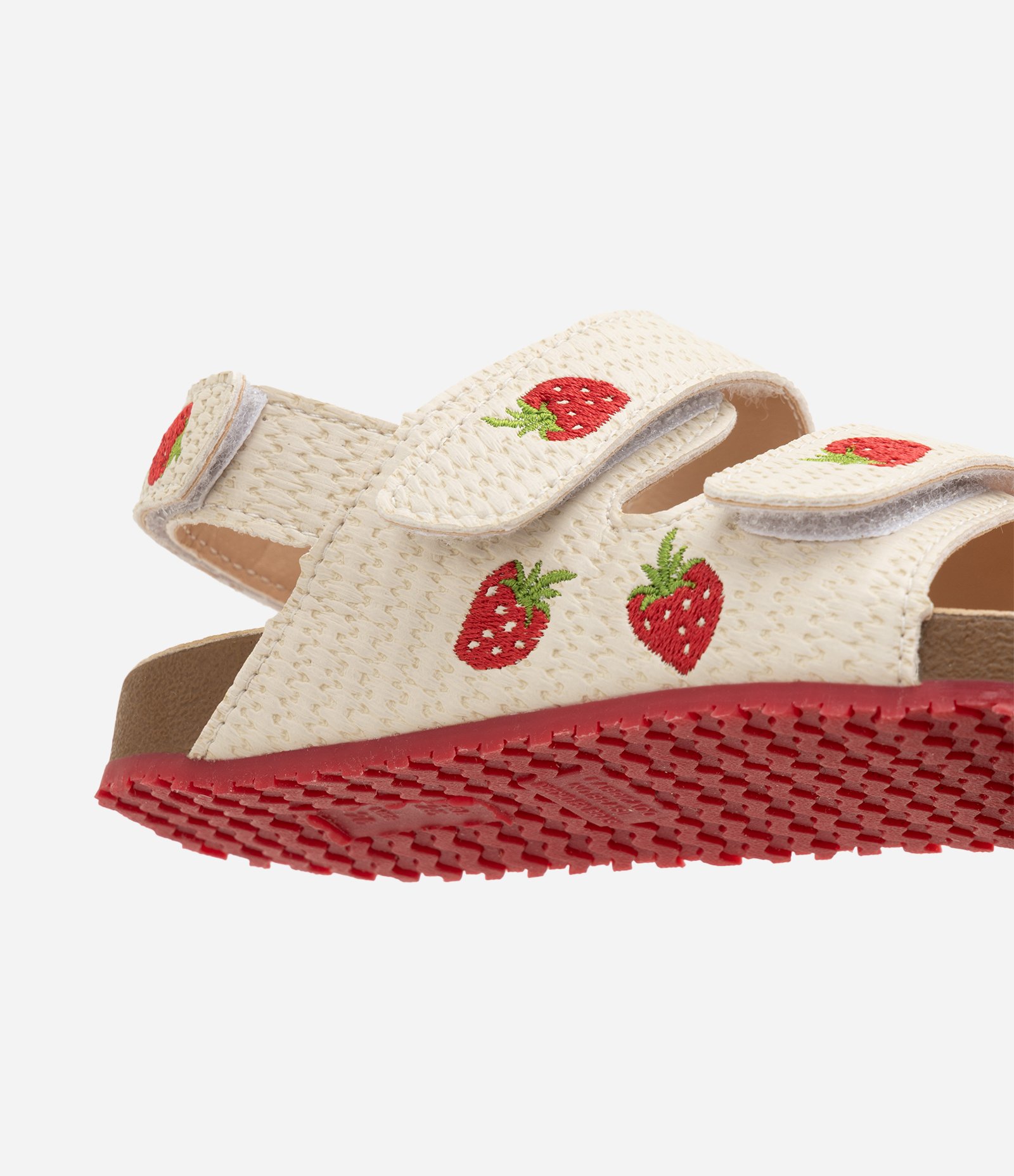Sandália Infantil PU com Velcro E Bordado de Morango - Tam 20 a 27 Bege 5