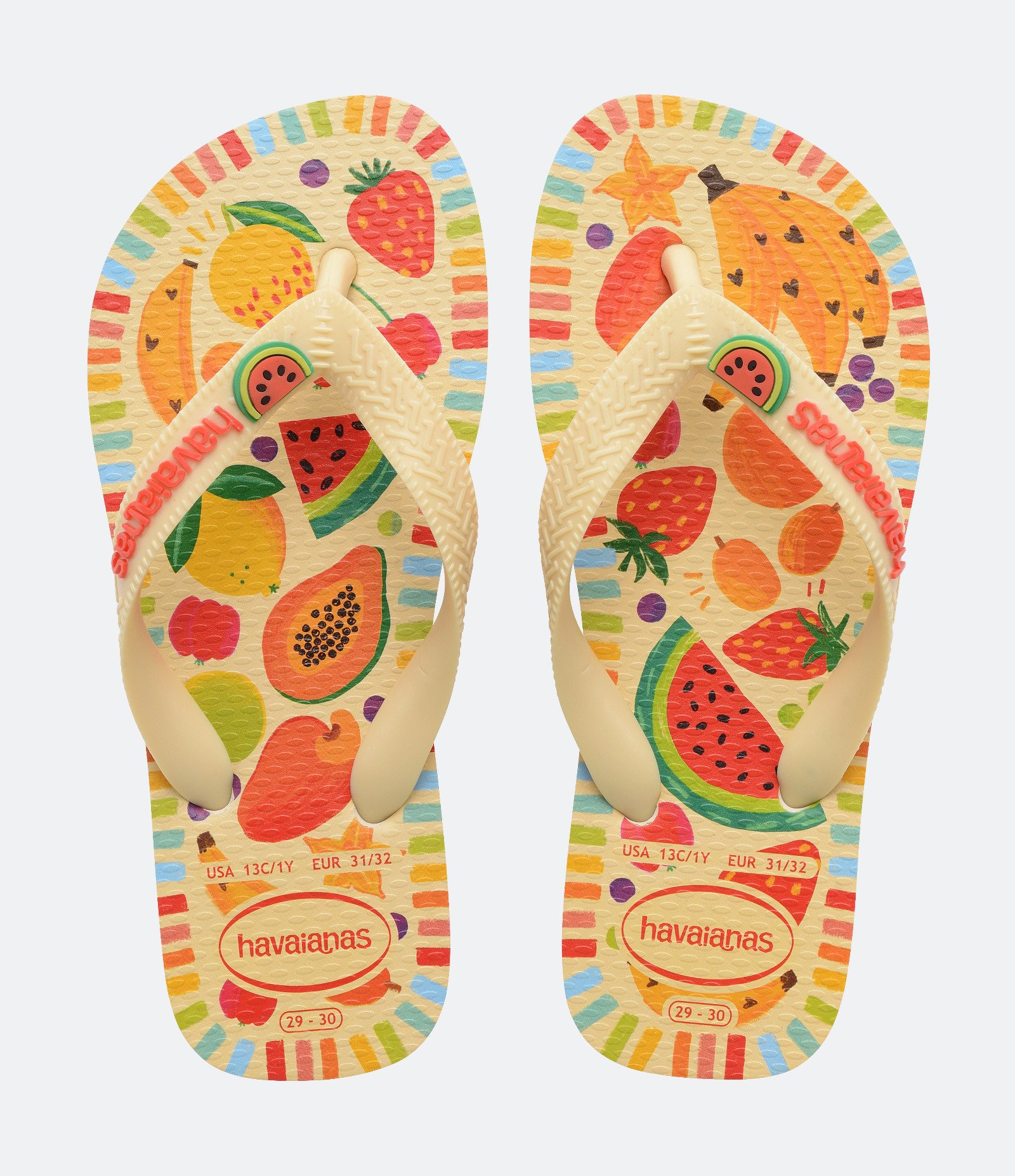 Chinelo Infantil Havaianas Estampa Frutas com Aplicação Decorativa - Tam 23 ao 36 Amarelo 1