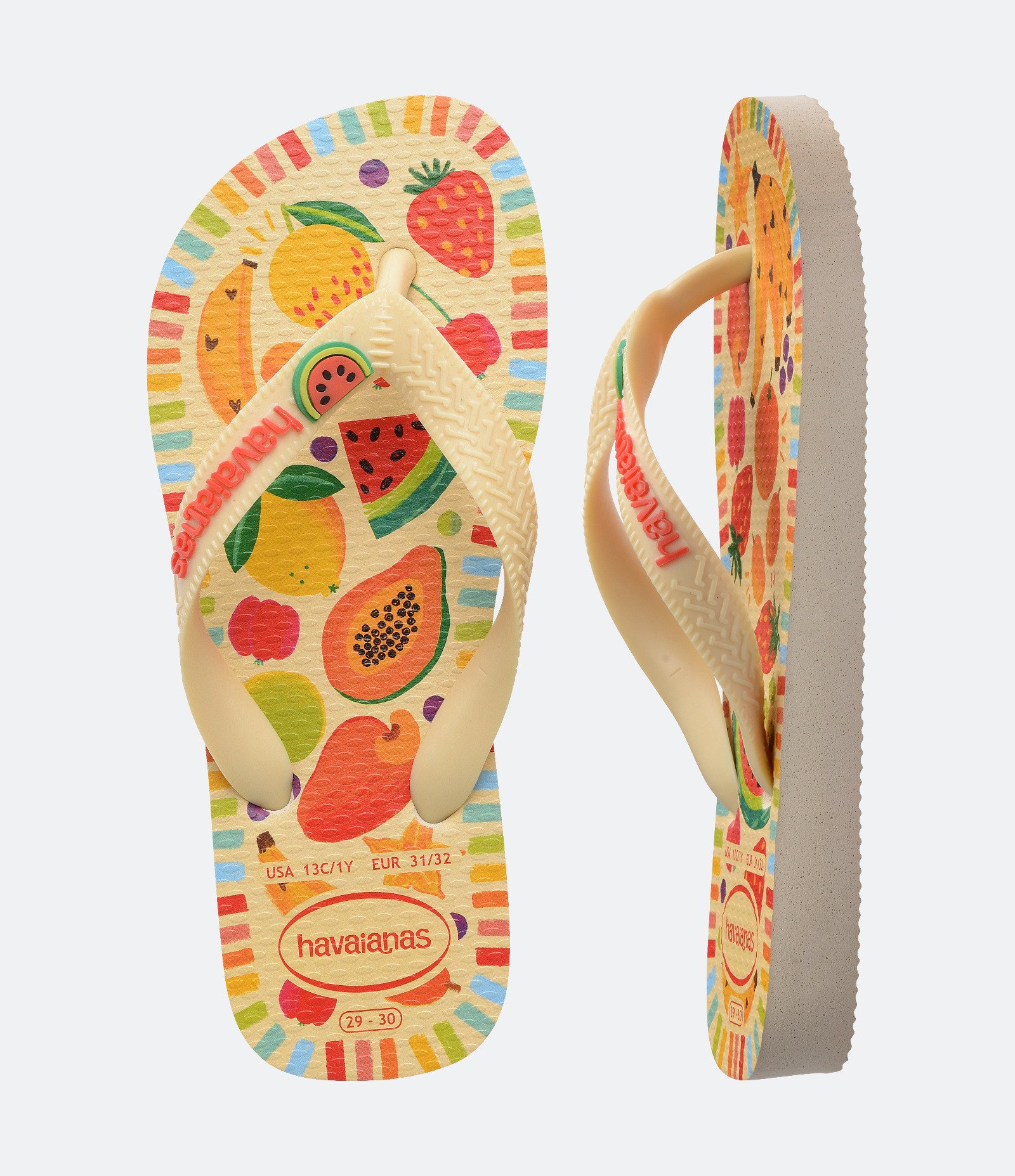 Chinelo Infantil Havaianas Estampa Frutas com Aplicação Decorativa - Tam 23 ao 36 Amarelo 5