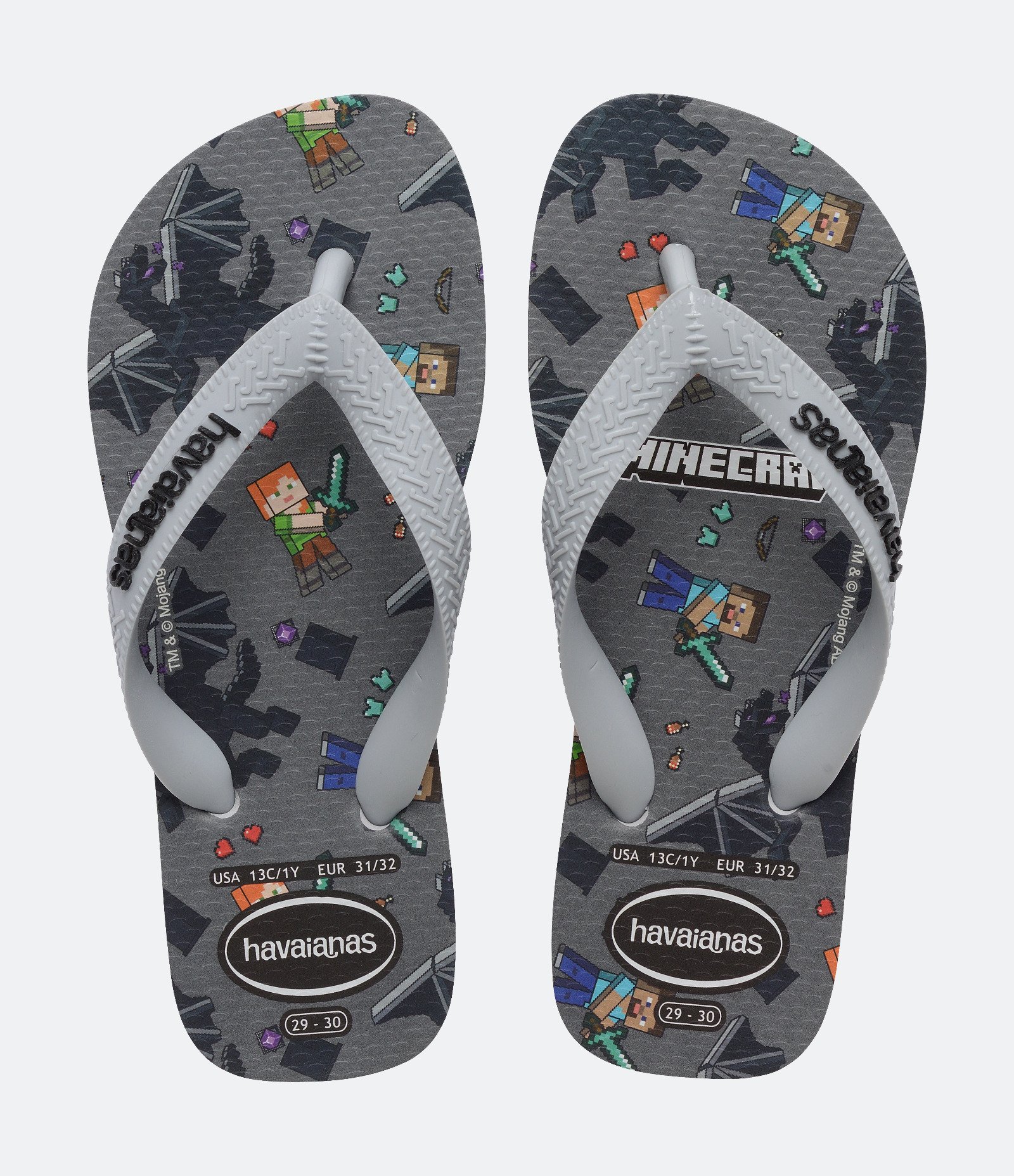 Chinelo Top Havaianas Infantil Minecraft - Tam 23 ao 36 Cinza 1