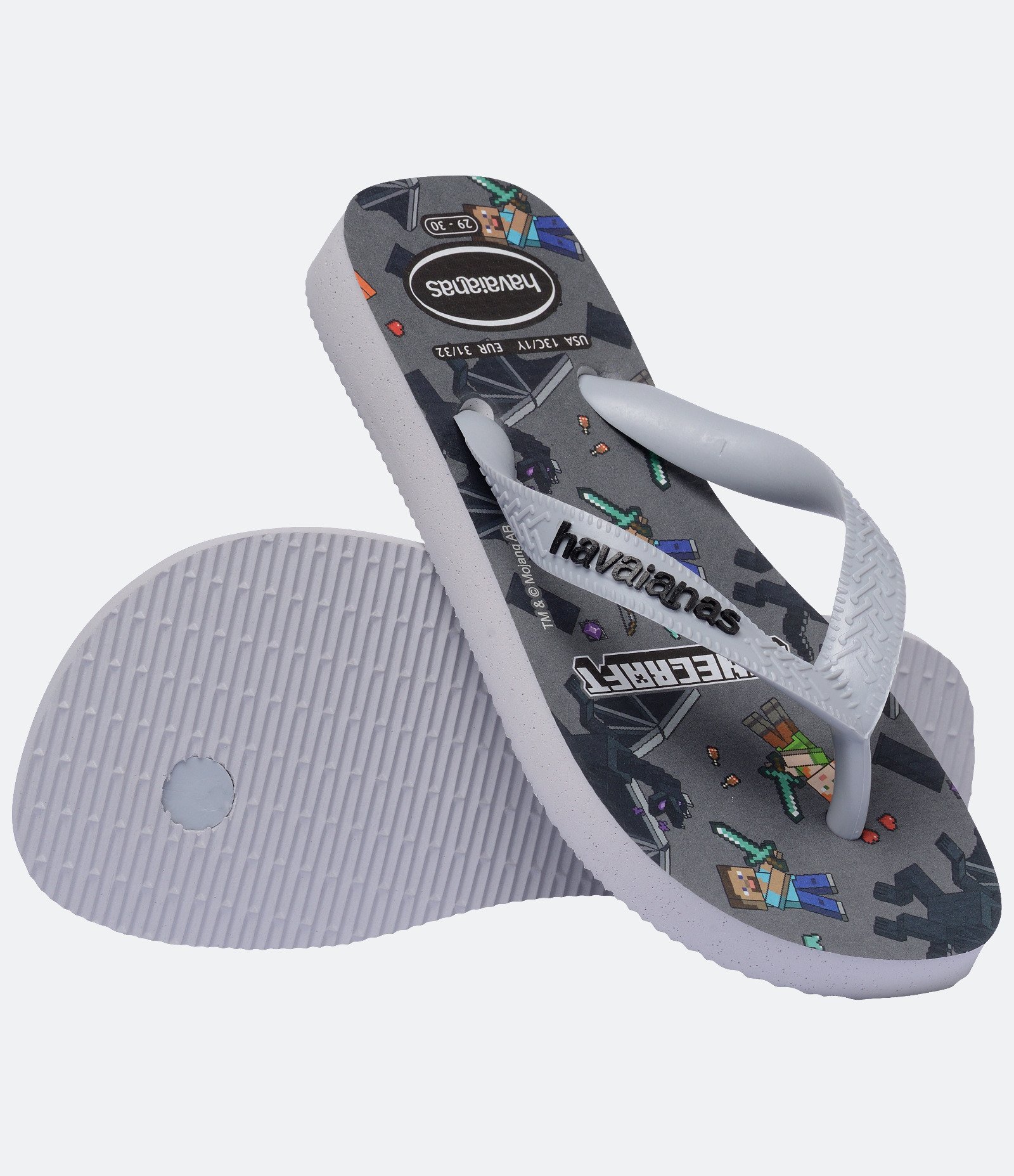 Chinelo Top Havaianas Infantil Minecraft - Tam 23 ao 36 Cinza 2