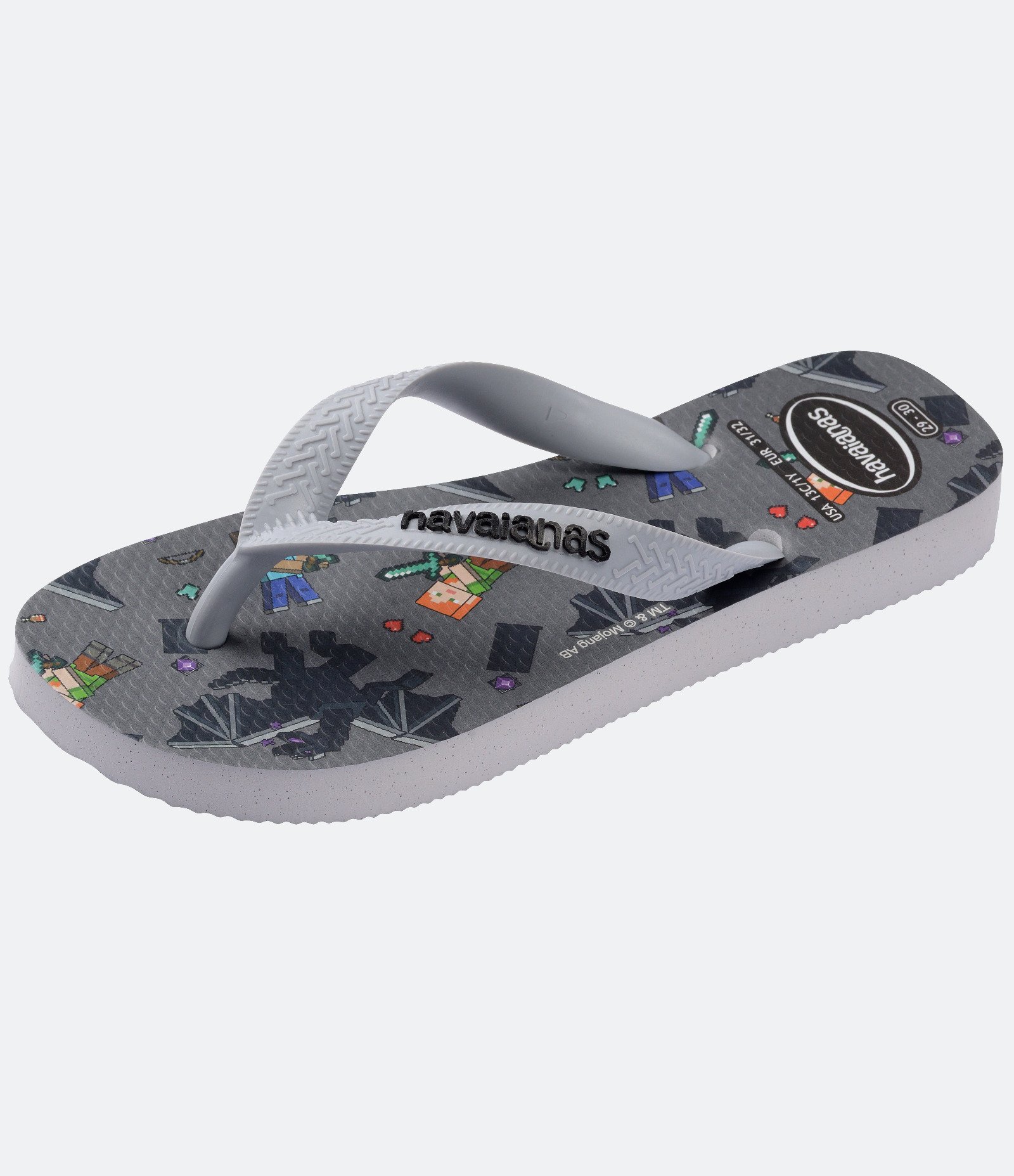 Chinelo Top Havaianas Infantil Minecraft - Tam 23 ao 36 Cinza 3