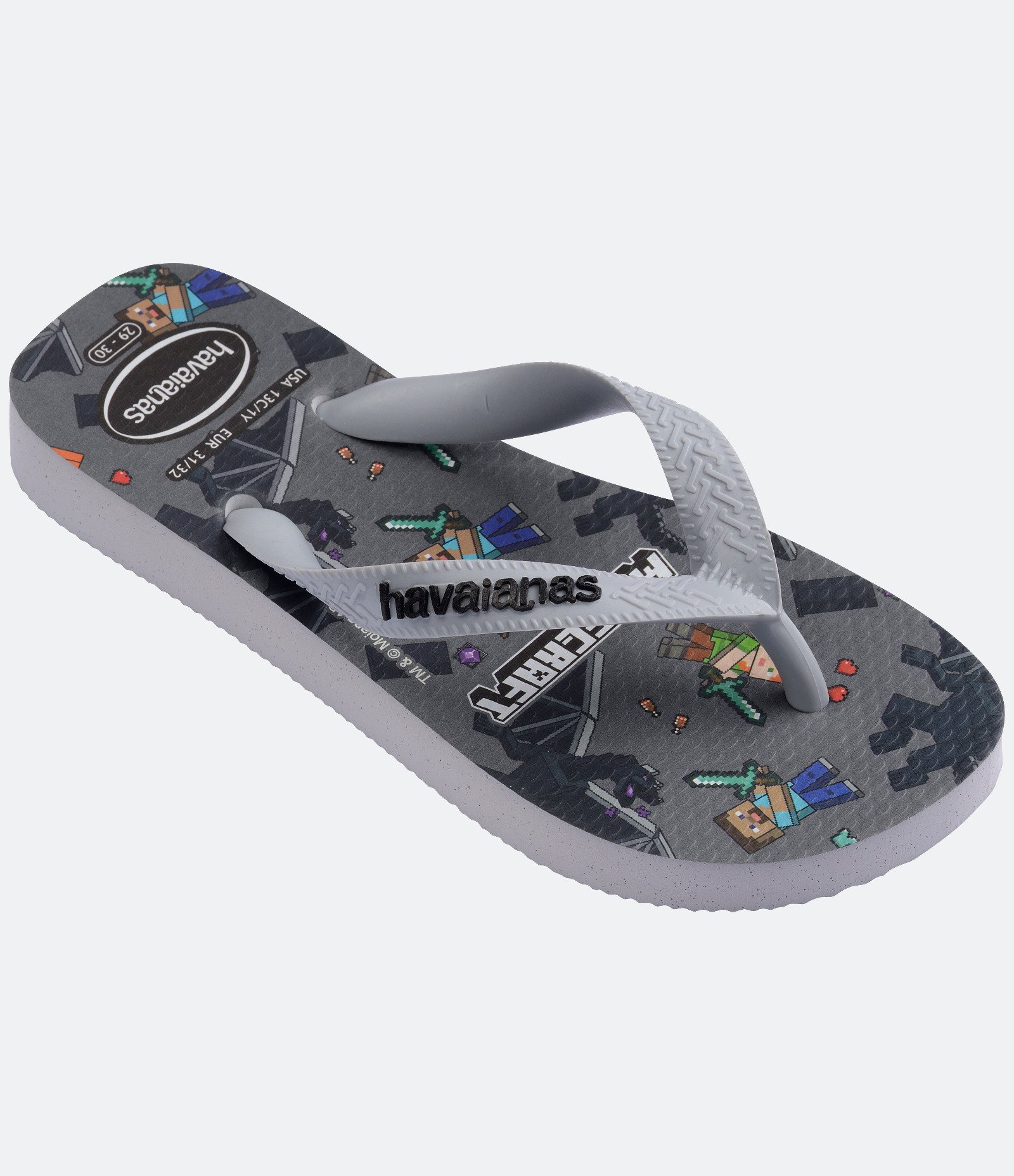 Chinelo Top Havaianas Infantil Minecraft - Tam 23 ao 36 Cinza 4