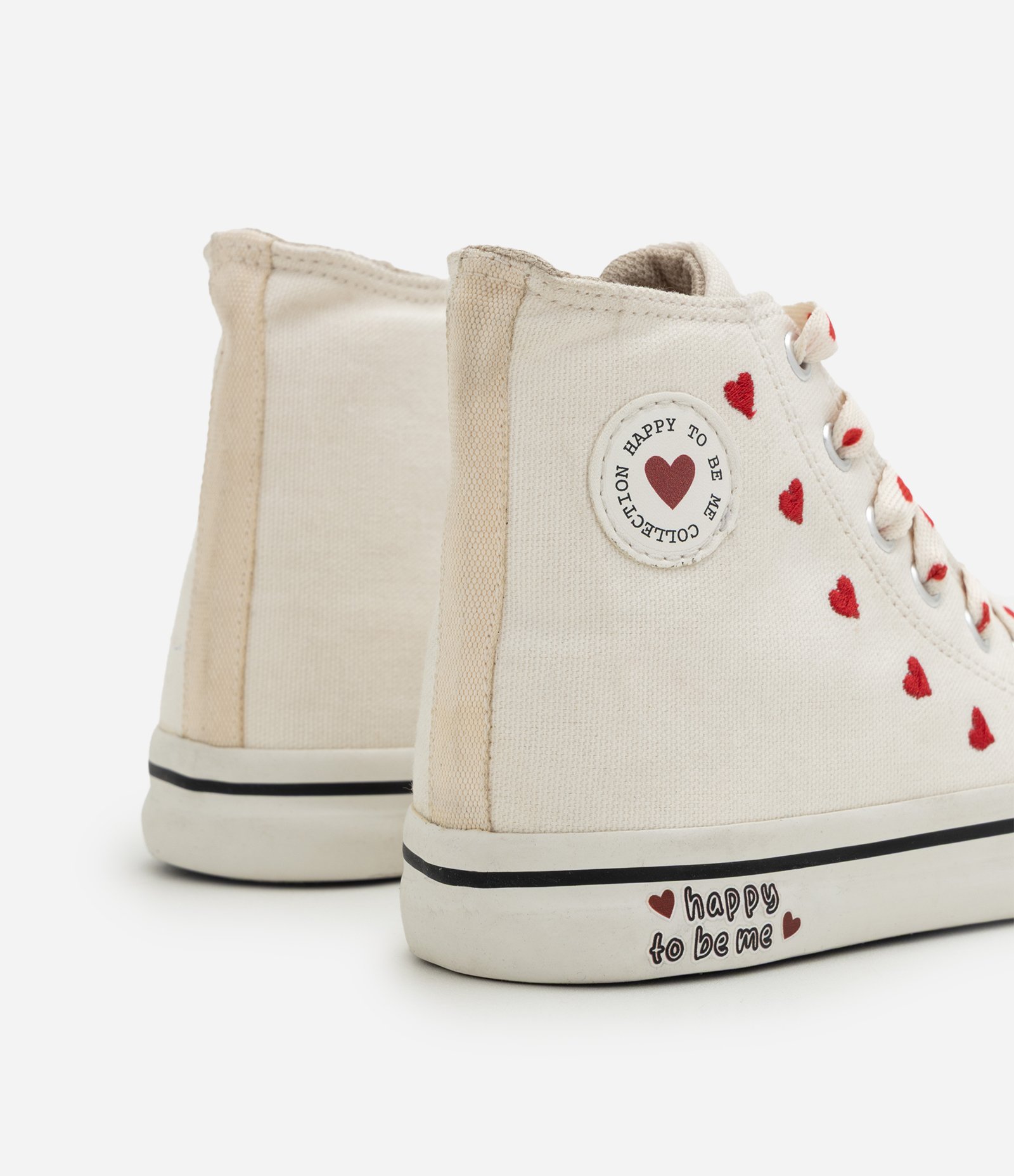 Tenis Infantil Algodão Abotinado vulcanizado bordado De Coração - Tam 28 ao 35 Branco 2