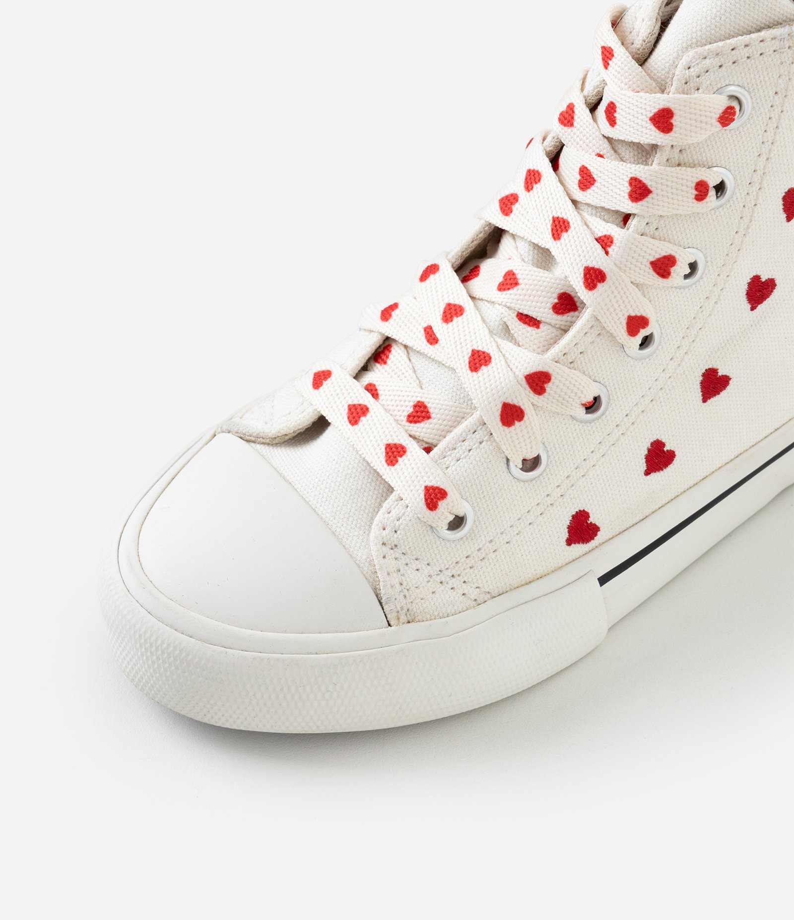 Tenis Infantil Algodão Abotinado vulcanizado bordado De Coração - Tam 28 ao 35 Branco 5