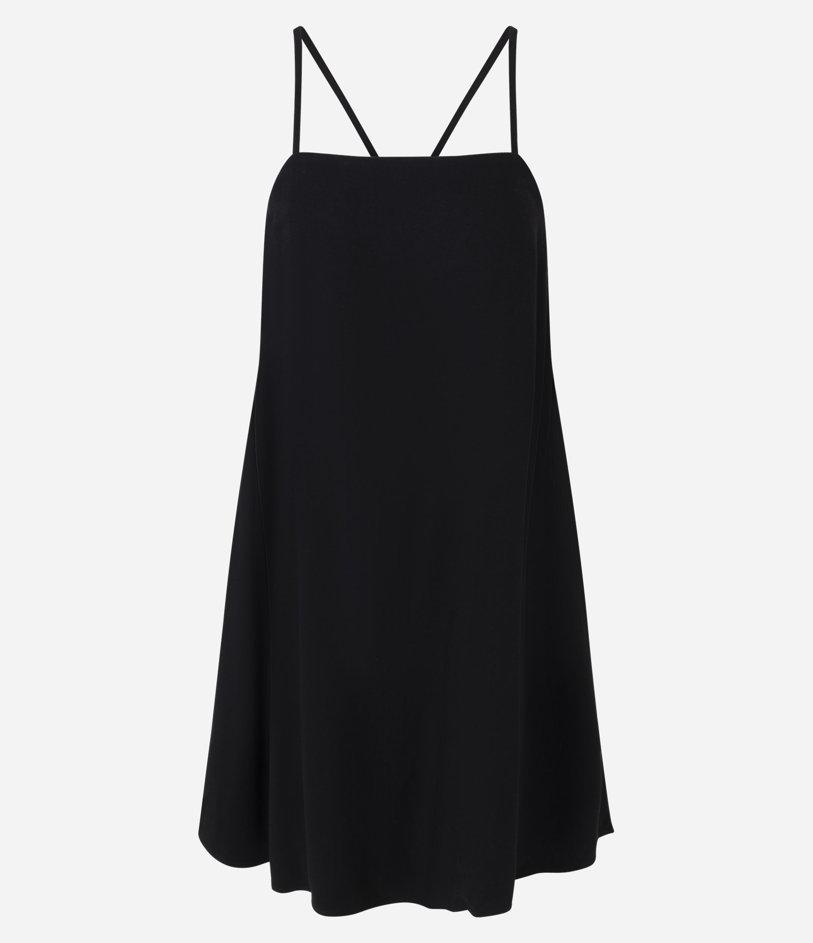 Vestido Curto em Sarja com Alças Finas e Costas Cruzadas Preto 5