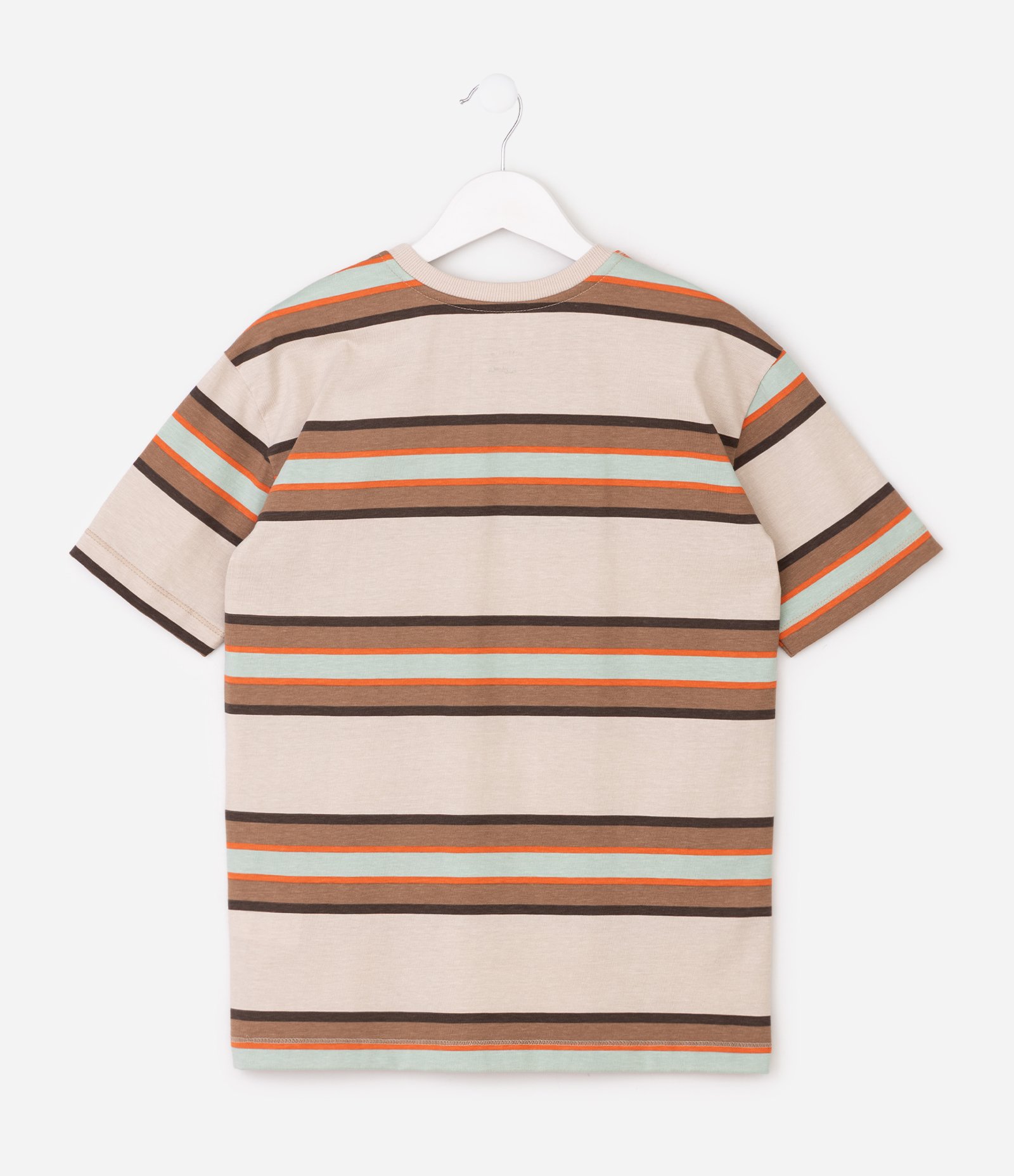 Camiseta Infantil em Algodão Listrada com Patch Traveler - Tam 5 a 14 Anos Branco 3