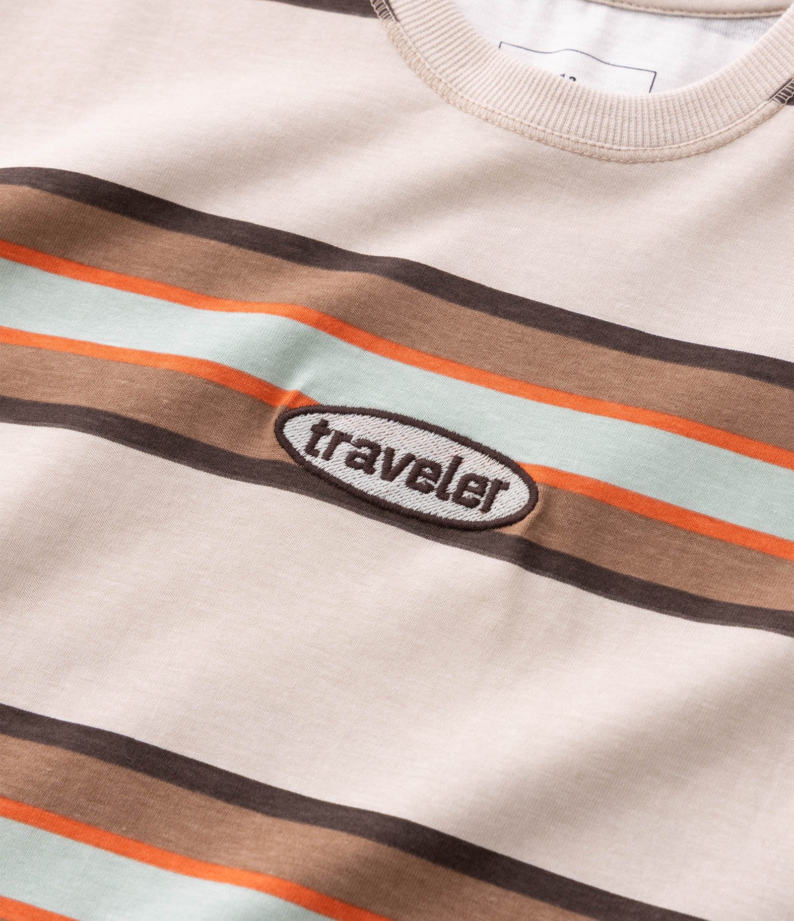 Camiseta Infantil em Algodão Listrada com Patch Traveler - Tam 5 a 14 Anos Branco 5