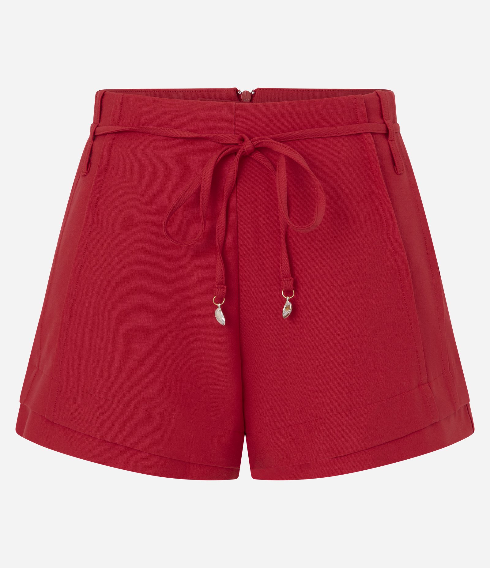 Short em Bengaline com Faixa para Amarração Vermelho 6