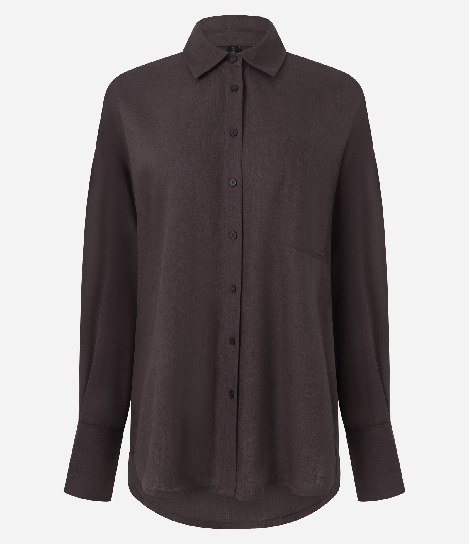 Camisa Mullet em Viscolinho com Bolso Frontal Marrom 1