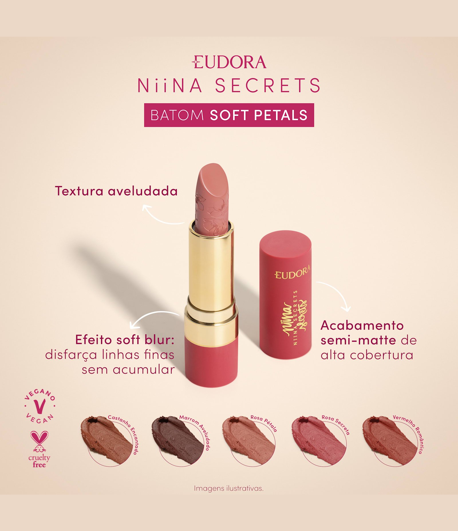 Batom Soft Petals Niina Secrets Marrom Aveludado 5