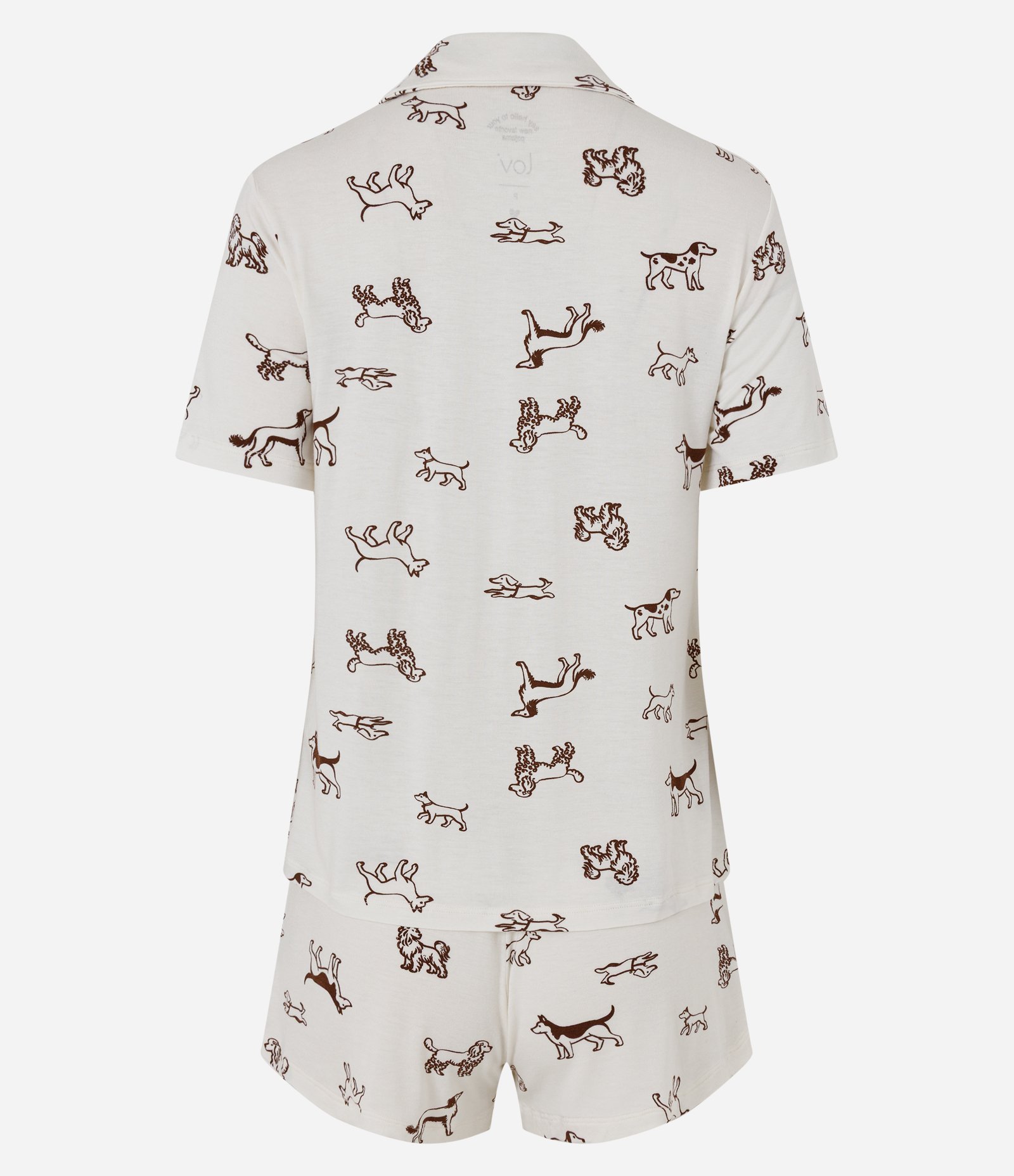 Pijama Americano Curto em Viscolycra com Estampa de Cachorros Branco 6
