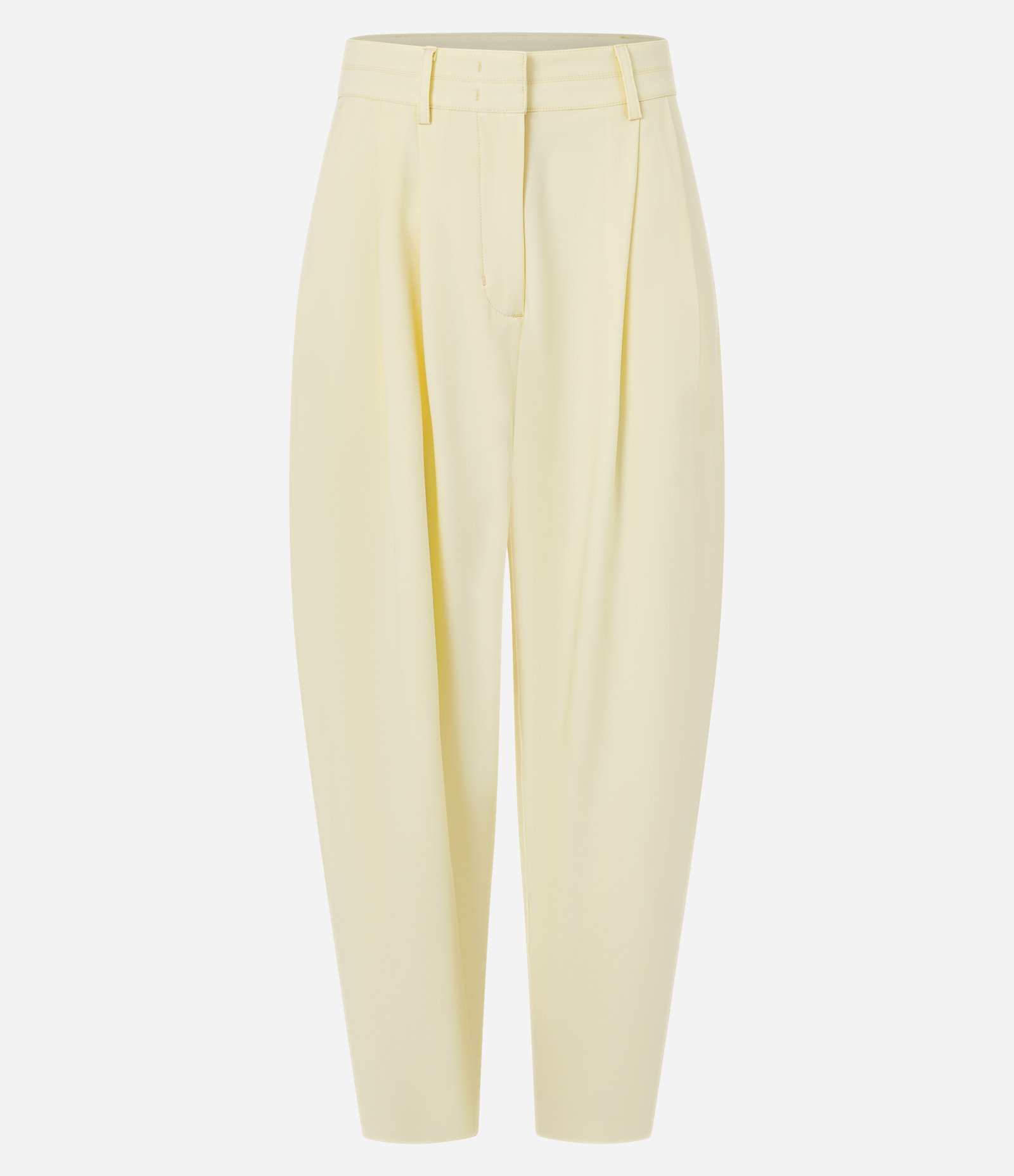 Calça Cenoura em Crepe com Pregas Frontais Amarelo 6