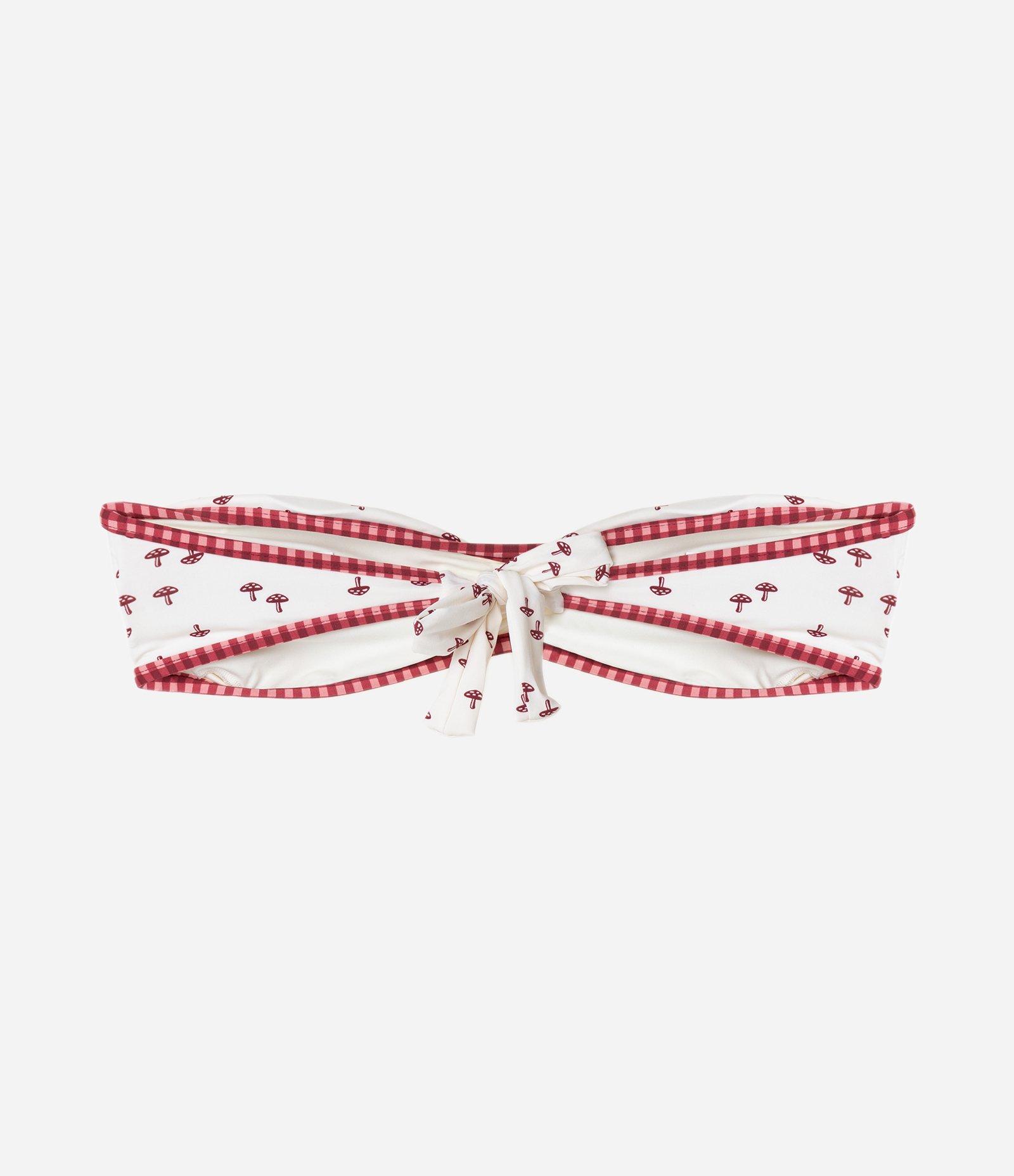 Biquíni Top Bandeau em Microfibra com Estampa de Cogumelos Branco/Vermelho 7