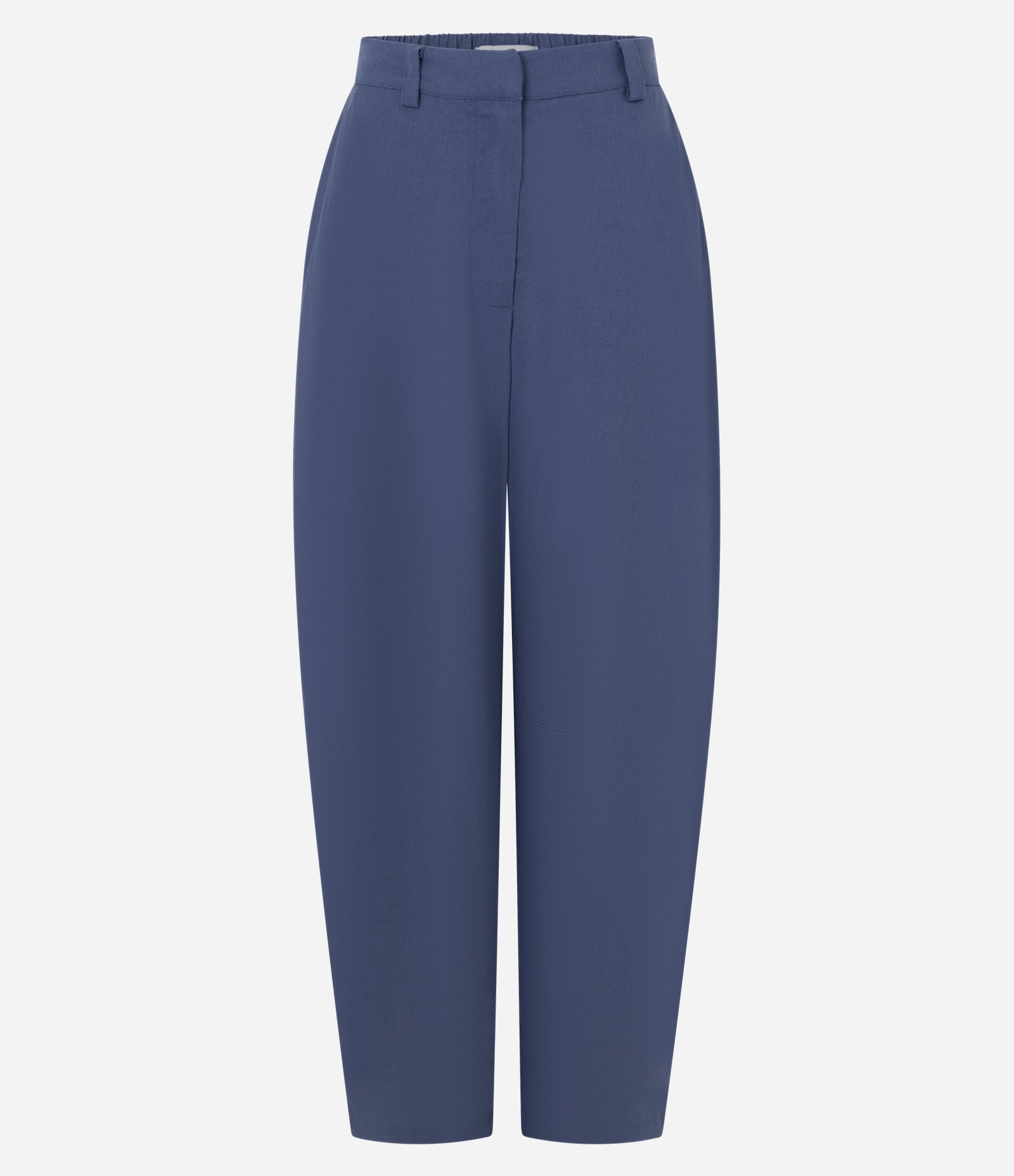 Calça Barrel em Viscolinho com Cintura Alta e Elástico nas Costas Azul 5