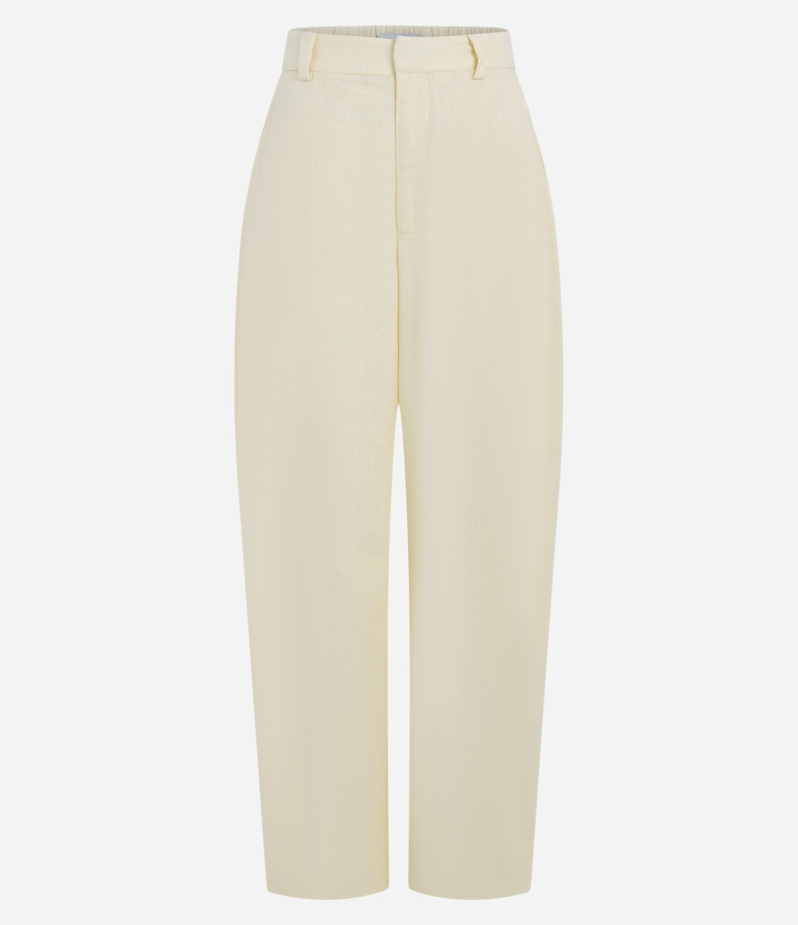 Calça Barrel em Viscolinho com Cintura Alta e Elástico nas Costas Amarelo Claro 5